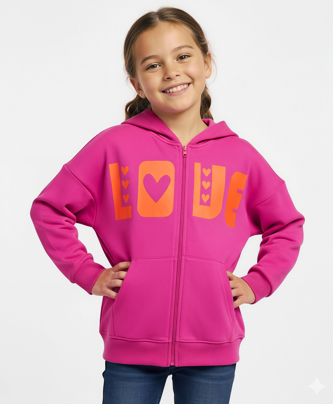 Primo Gino 100% Cotton French Terry Knit Full Sleeves Hooded SweatJacket with Text Print & Kangaroo Pocket - Pink-picture-33