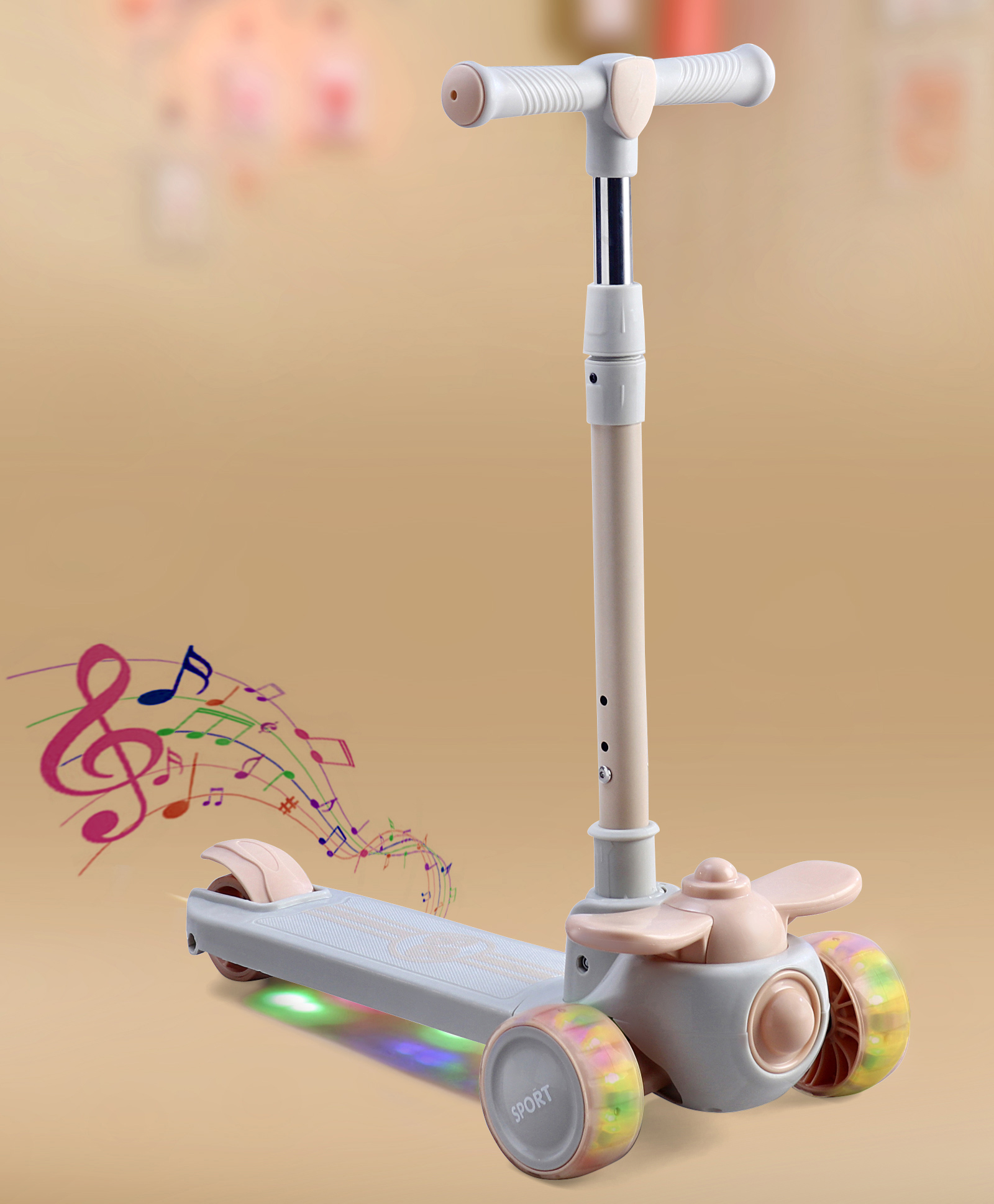 3 Wheel Kick Scooter | 3 Level Adjustable Handle| Foldable Design| Sport Gift| Physical Activity| Wide Deck| Lean-to-Steer - White-image-23