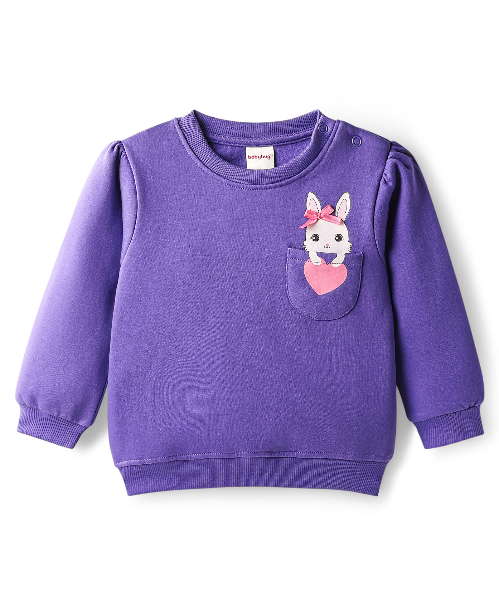 Babyhug Cotton Knit Full Sleeves Bunny Printed Sweatshirt - Purple-image-38