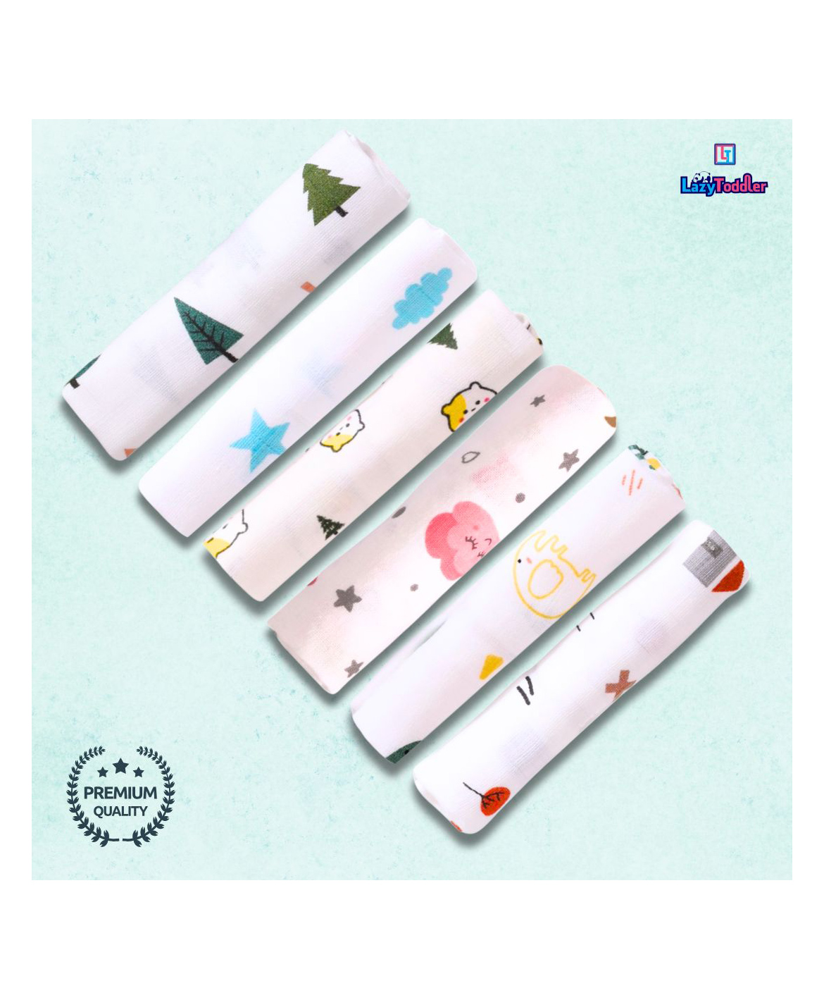 LazyToddler Muslin Washcloth Set of 6 (MO)-picture-23