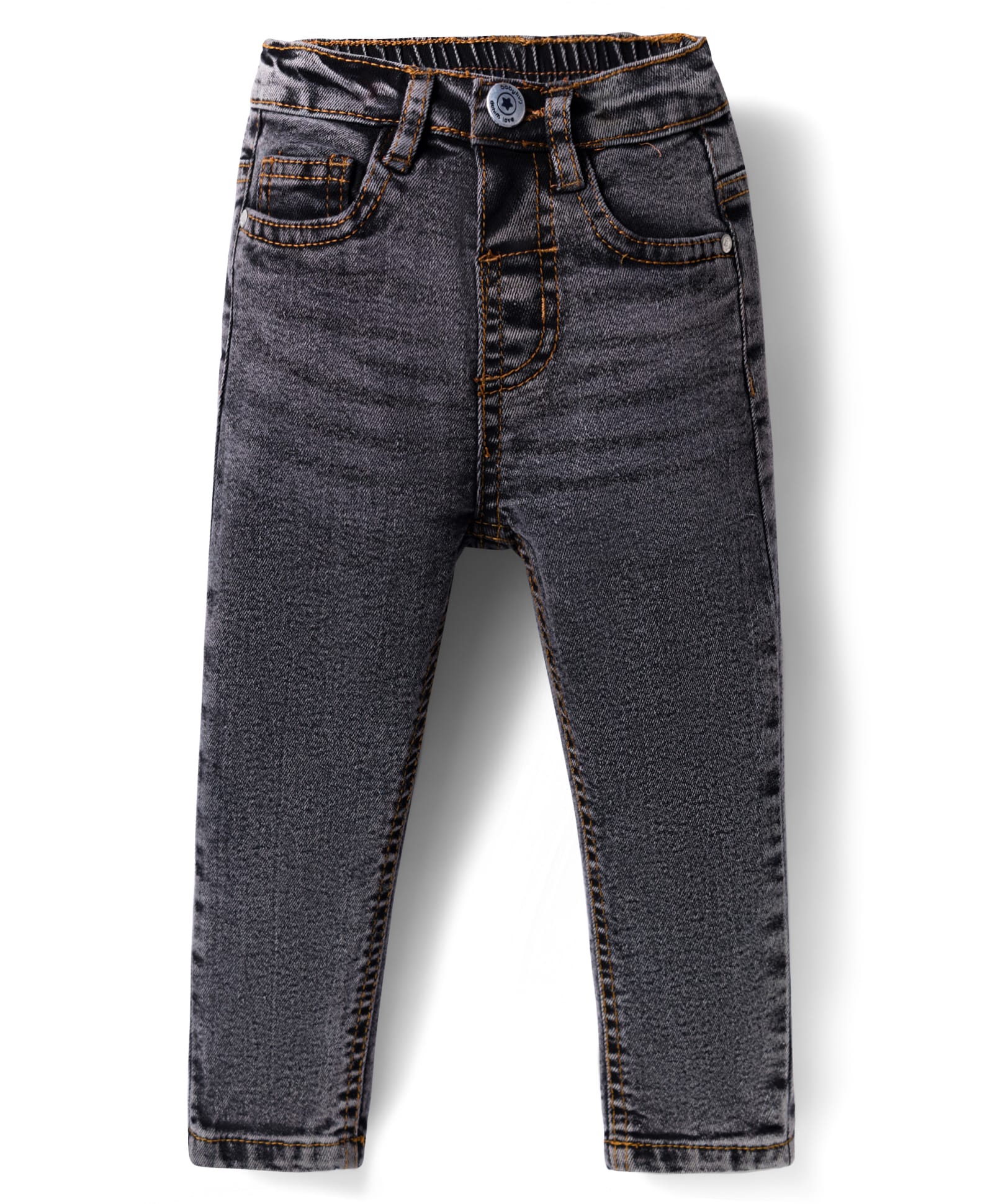 Babyhug Cotton Denim Full Length Washed Jeans With Stretch - Charcoal Grey-picture-21