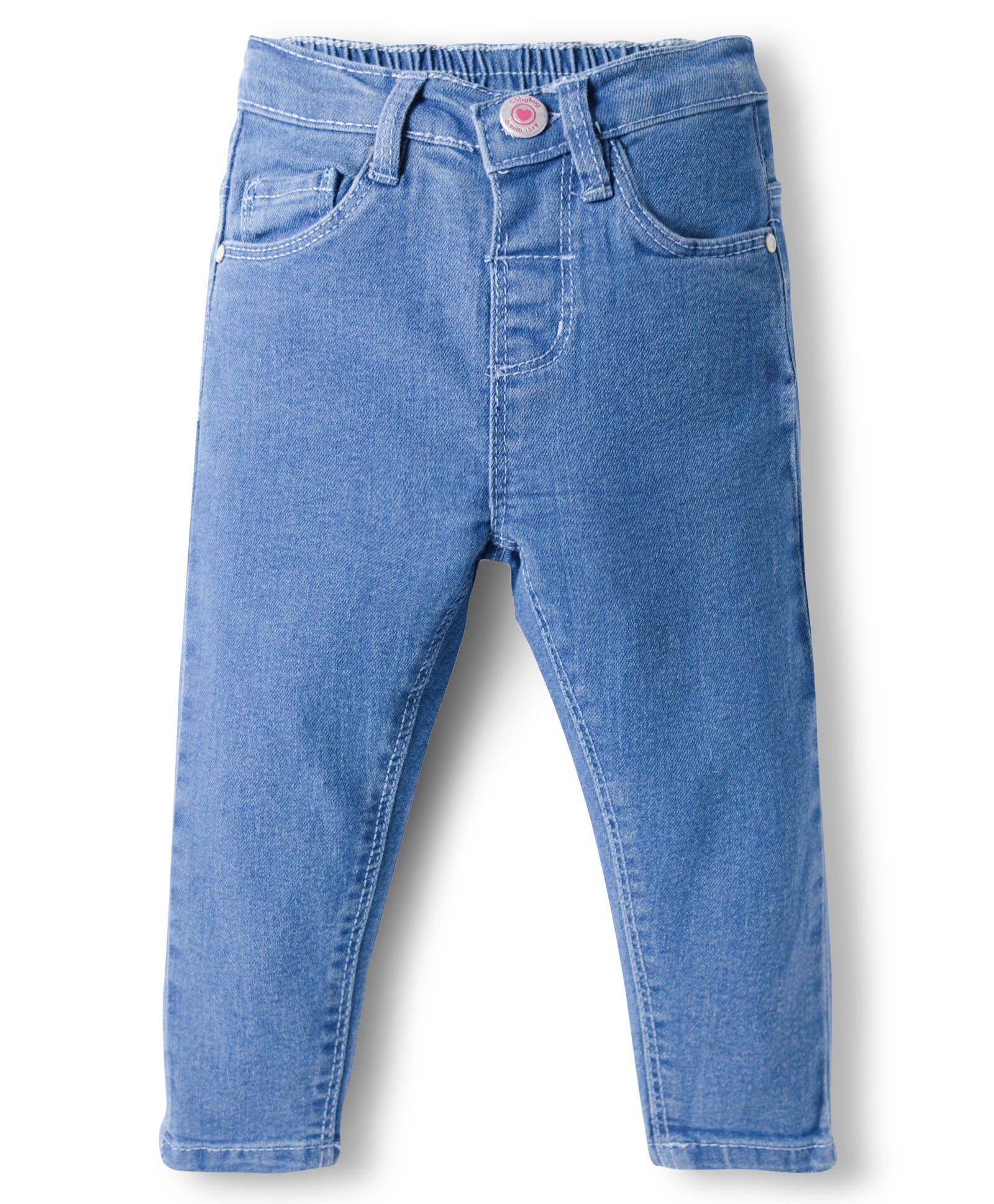Babyhug Cotton Denim Full Length Washed Jean With Stretch - Blue-picture-22