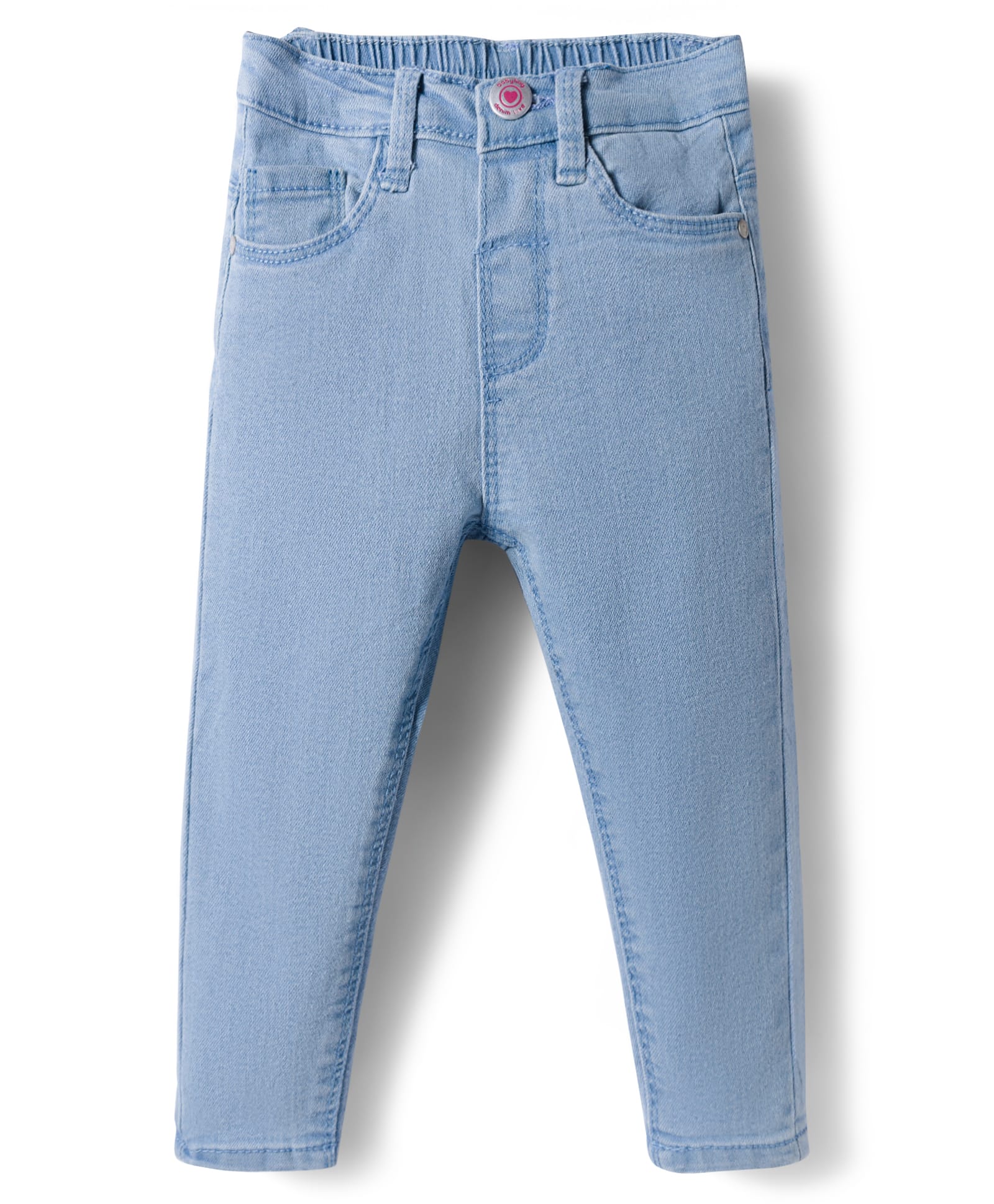Babyhug Cotton Denim Full Length Washed Jean With Stretch - Light Blue-picture-15
