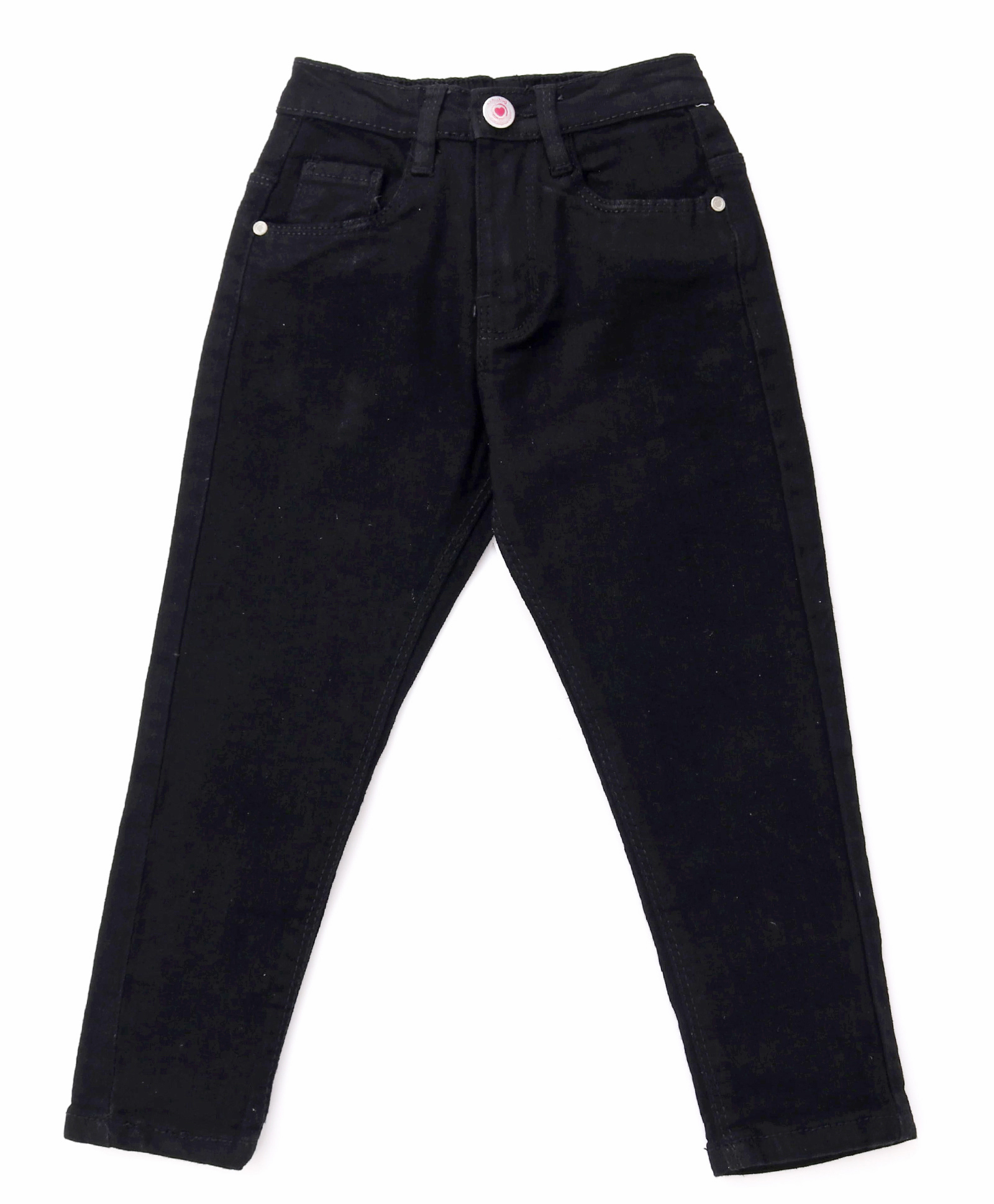 Babyhug Cotton Denim Full Length Washed Jean With Stretch - Black
