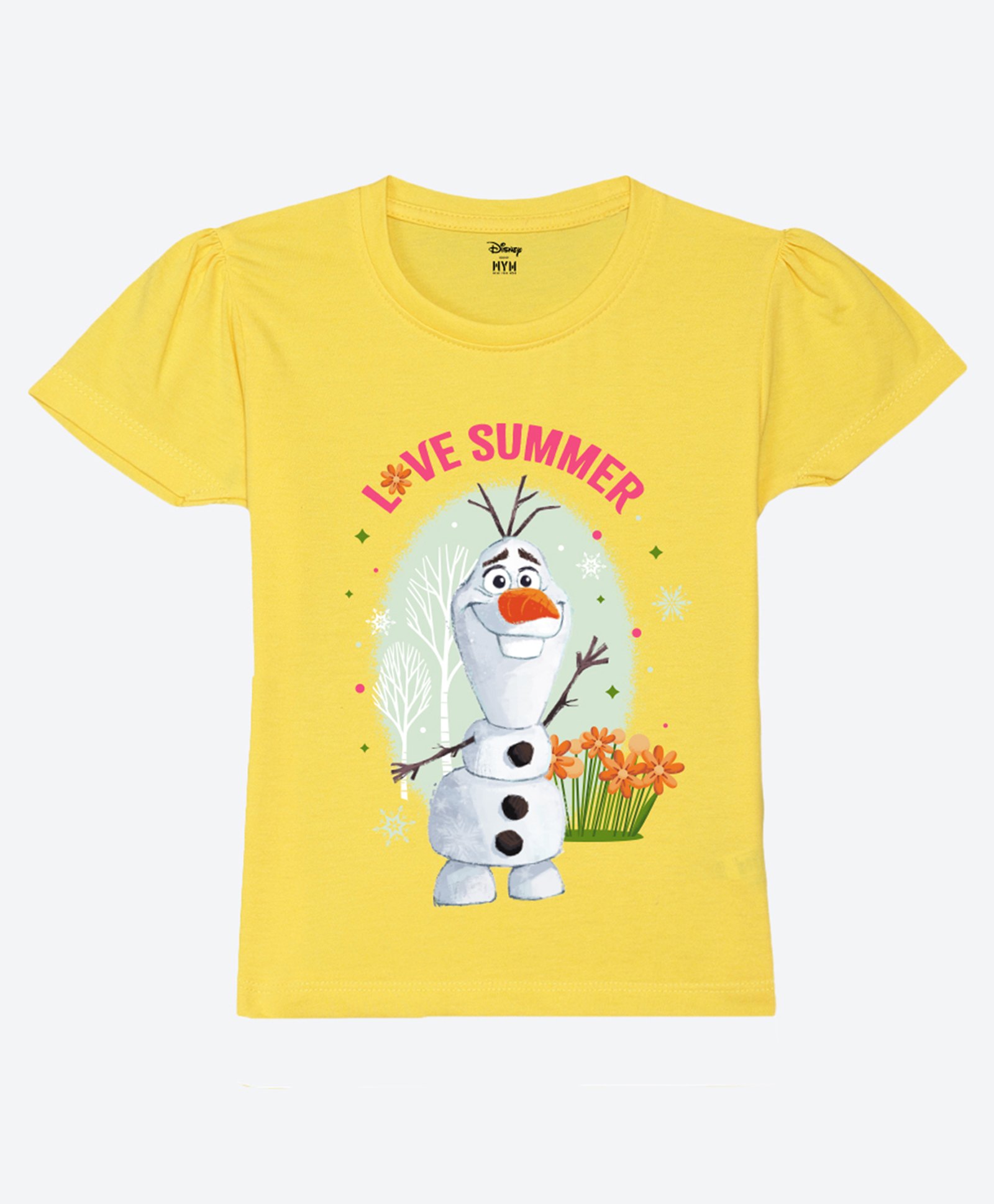 Wear Your Mind Cotton Disney Frozen Featuring Half Sleeves Olaf Printed Tee - Yellow-picture-21