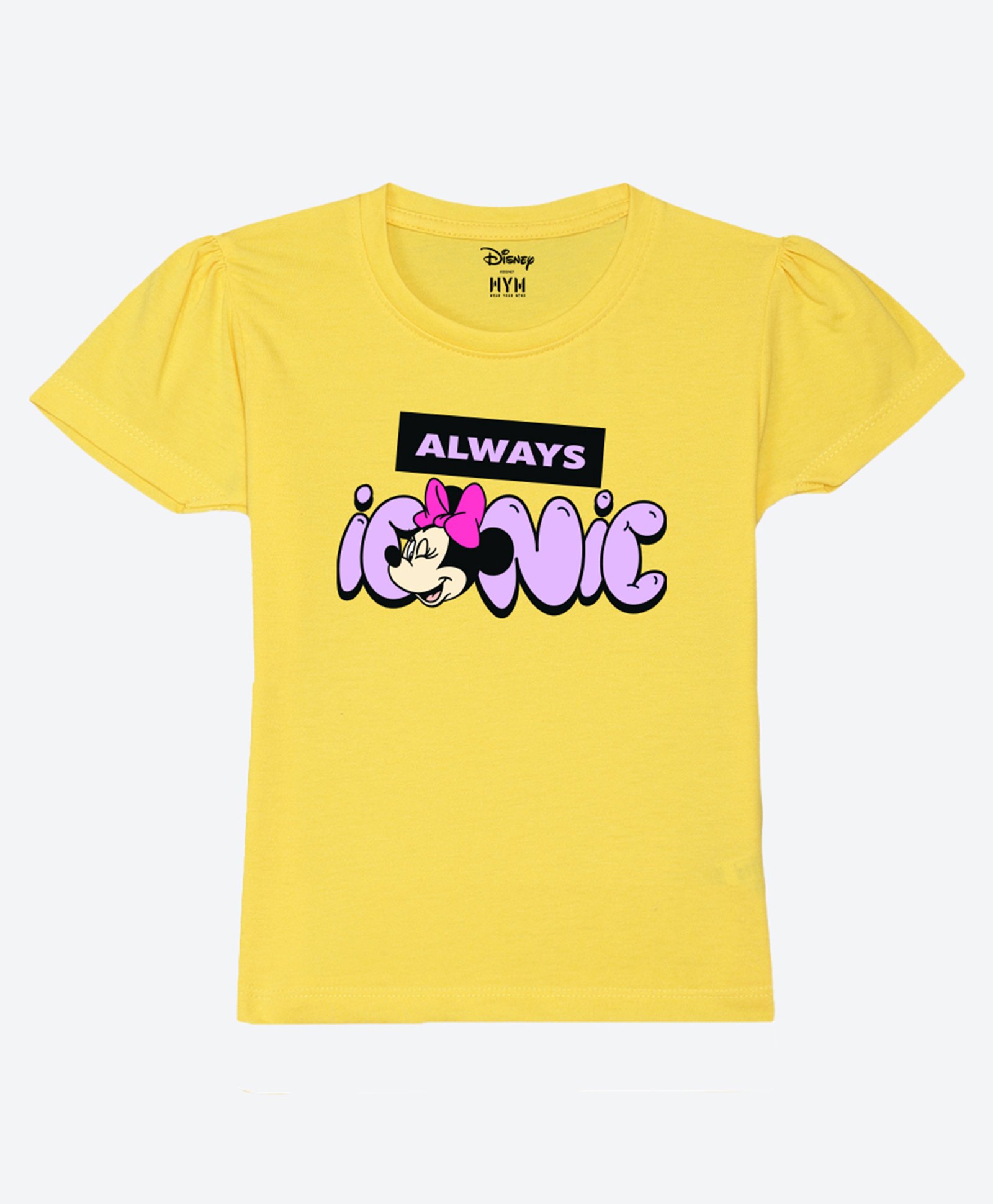 Wear Your Mind Cotton Disney Mickey & Friends Featuring Half Sleeves Minnie Mouse Printed Tee - Yellow-picture-31
