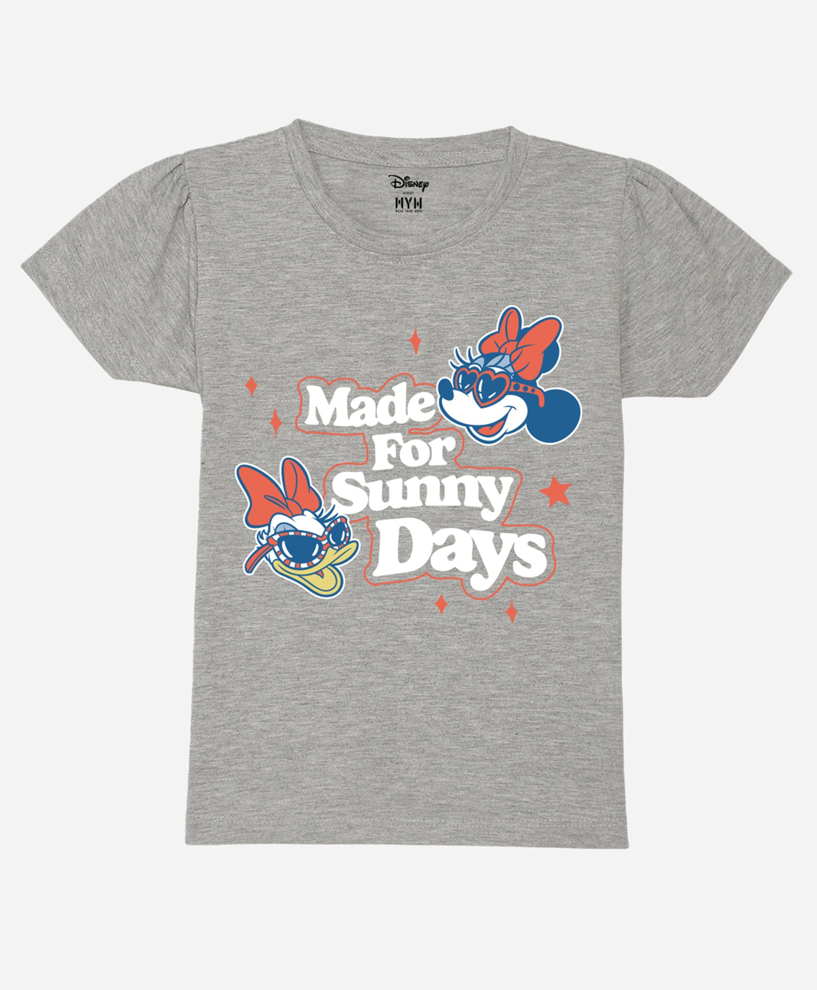 Wear Your Mind Cotton Disney Mickey & Friends Featuring Half Sleeves Minnie Mouse & Daisy Duck Printed Tee - Grey-picture-32