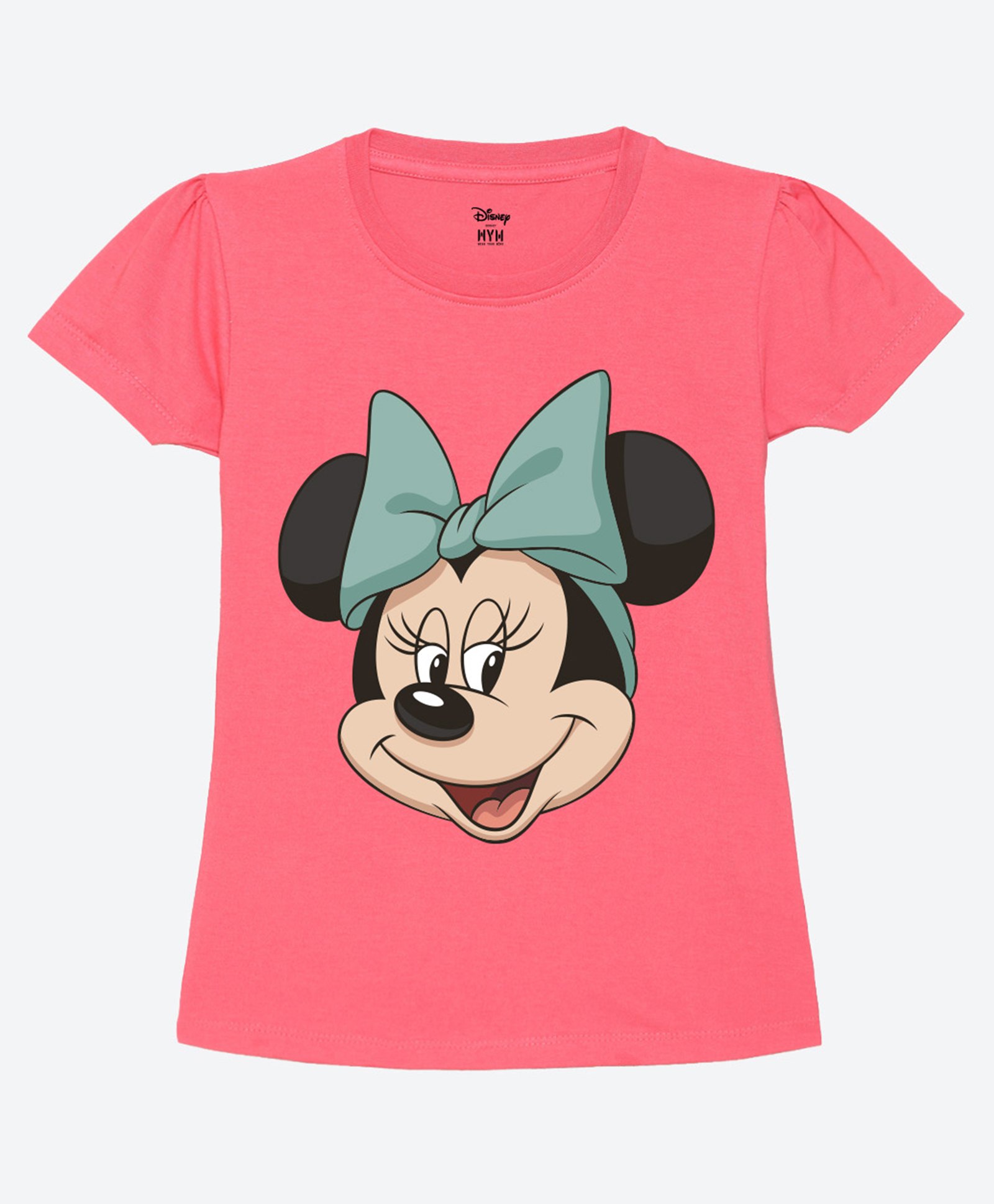 Wear Your Mind Cotton Disney Mickey & Friends Featuring Half Sleeves Minnie Mouse Printed Tee - Hot Pink-picture-26