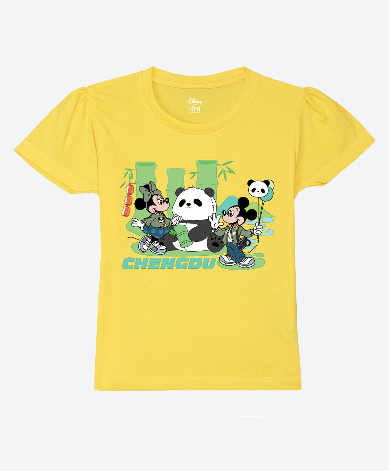Wear Your Mind Cotton Knit Mickey & Friends Featuring Half Sleeves Minnie Mouse & Mickey Mouse Characters Printed Tee - Yellow-picture-19
