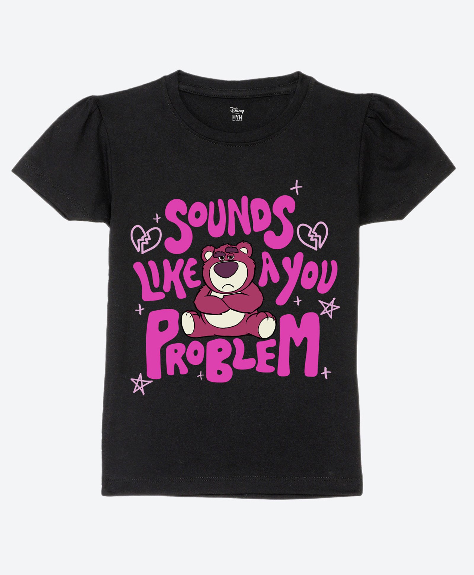 Wear Your Mind Cotton Knit Disney Toy Story Featuring Half Sleeves Lotso Printed Tee - Black-picture-24