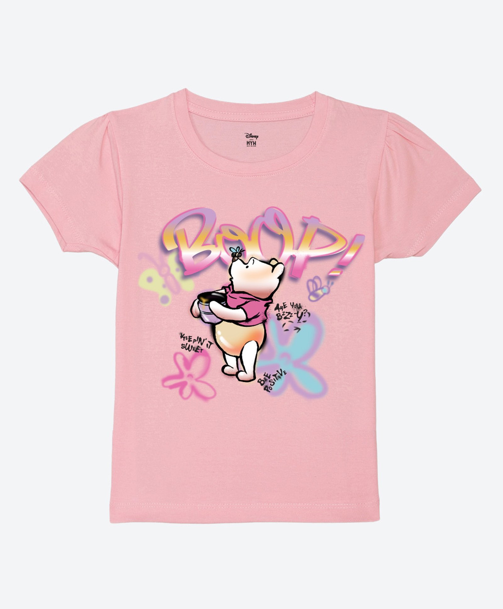 Wear Your Mind Cotton Knit Disney Winnie The Pooh Featuring Half Sleeves Character Printed Tee - Pink-picture-18