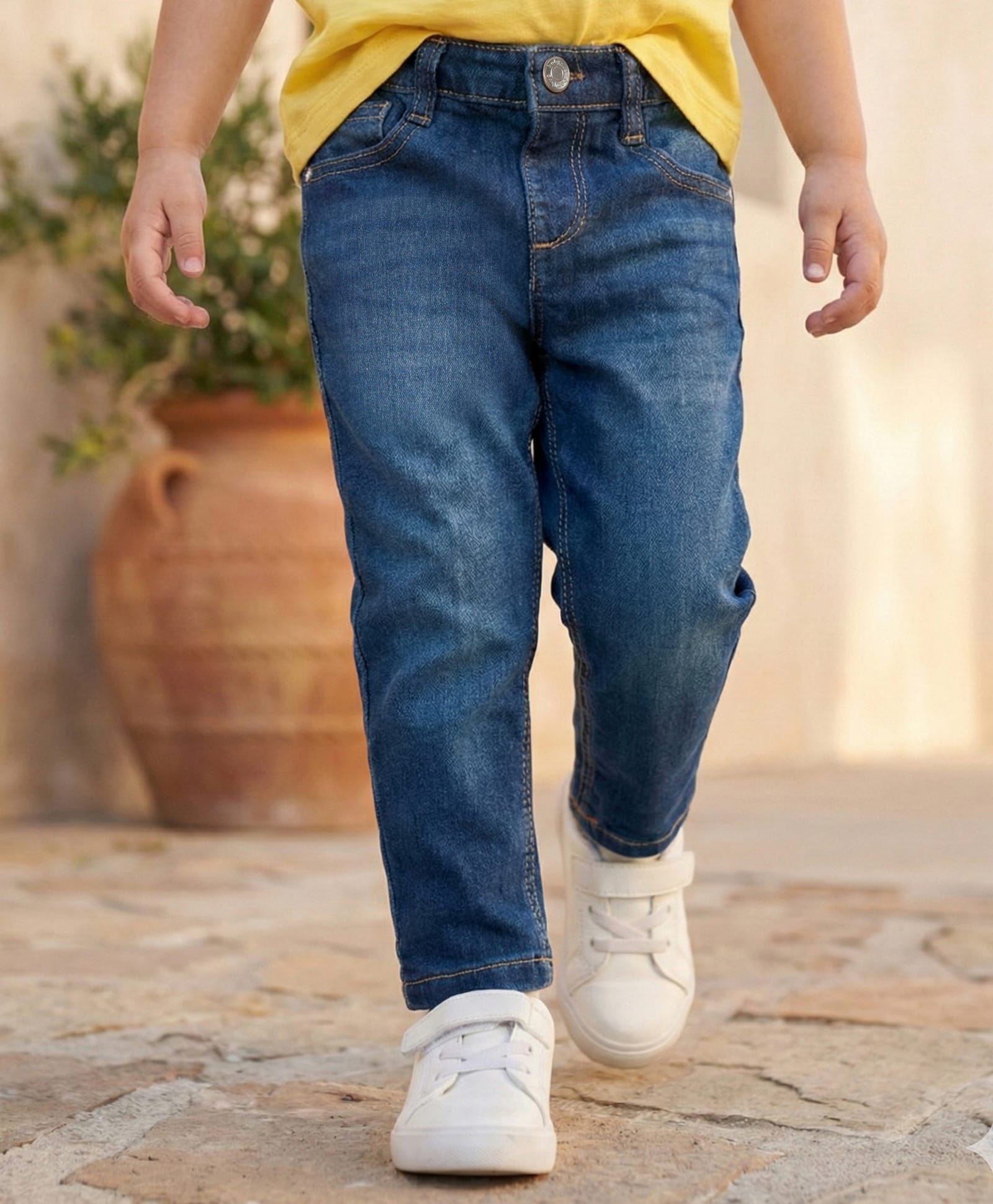 Babyhug Denim Full Length Washed Jeans with Stretch - Navy Blue-picture-18