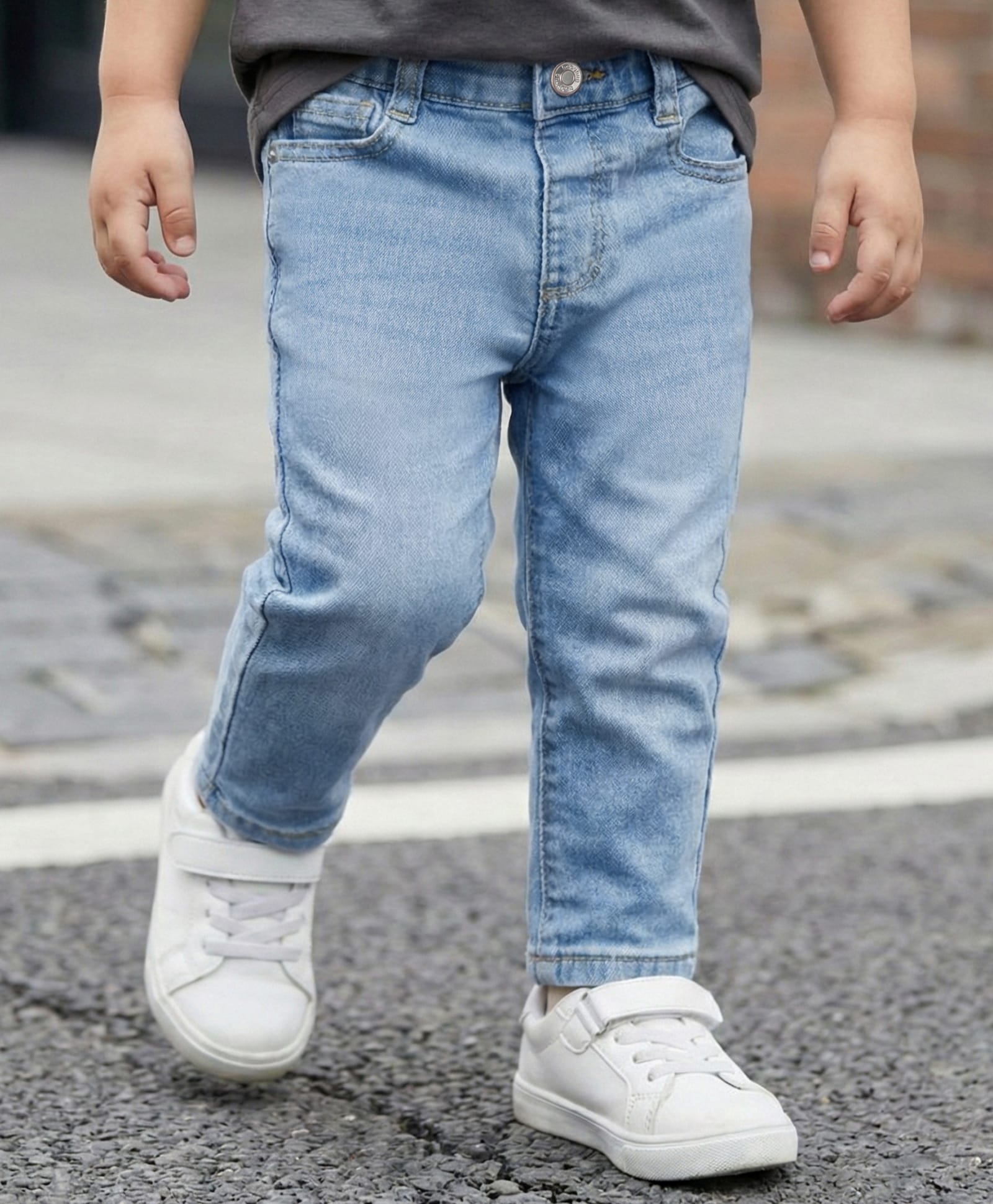 Babyhug Denim Full Length Washed Jeans with Stretch - Light Blue-picture-15