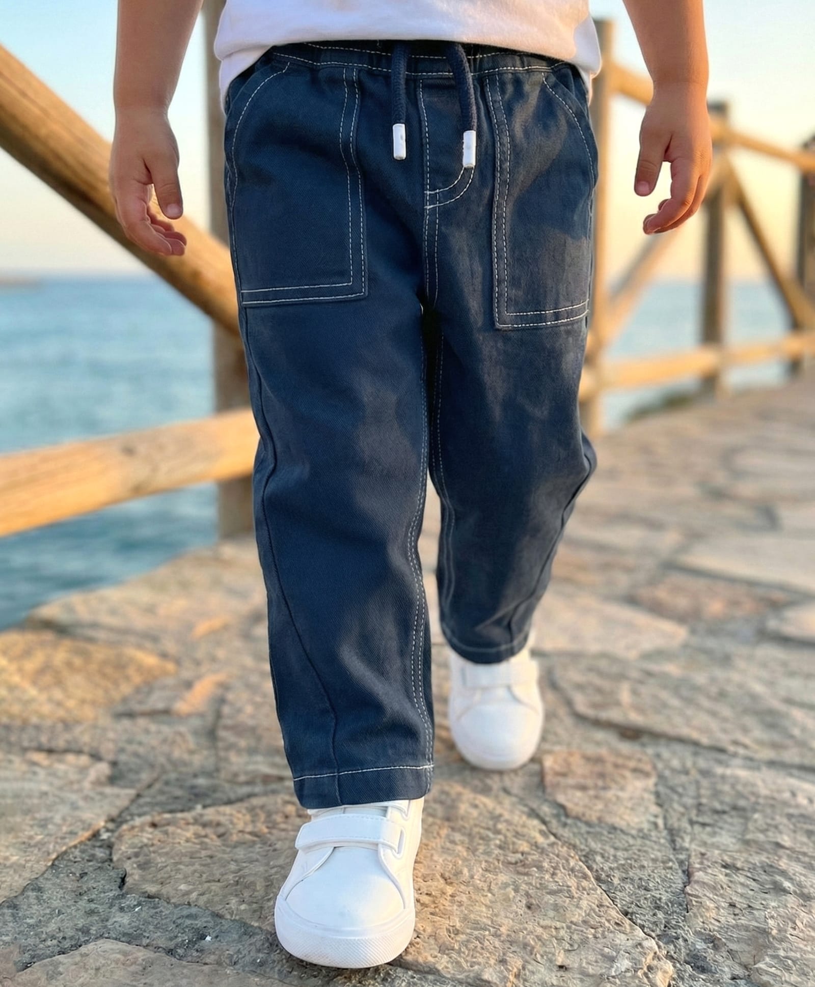 Babyhug Denim Full Length Washed Jeans With Stretch - Blue-picture-15