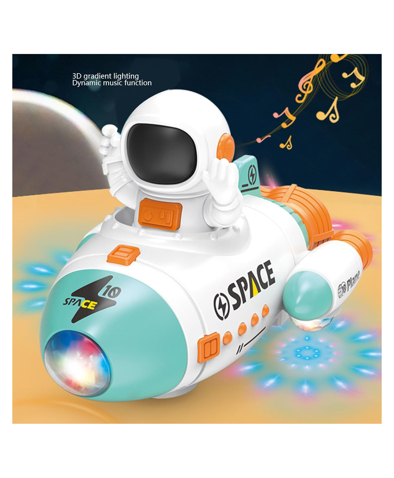 Sanjary Spaceship Toy, 360 Degree Rotation Electric Blast Off Light Up Space Toy with Music Effect for Kids color design may vary-picture-42