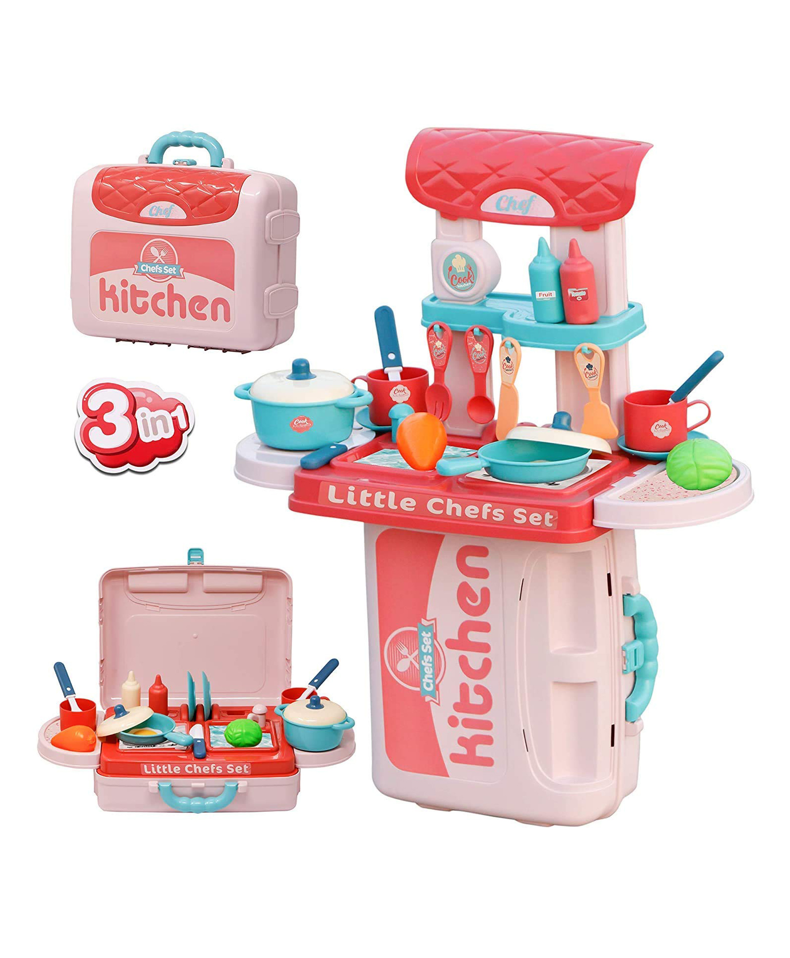 SANJARY Cooking Pretend Play Toys Kitchen Set for Girls Color Design May Vary-picture-12