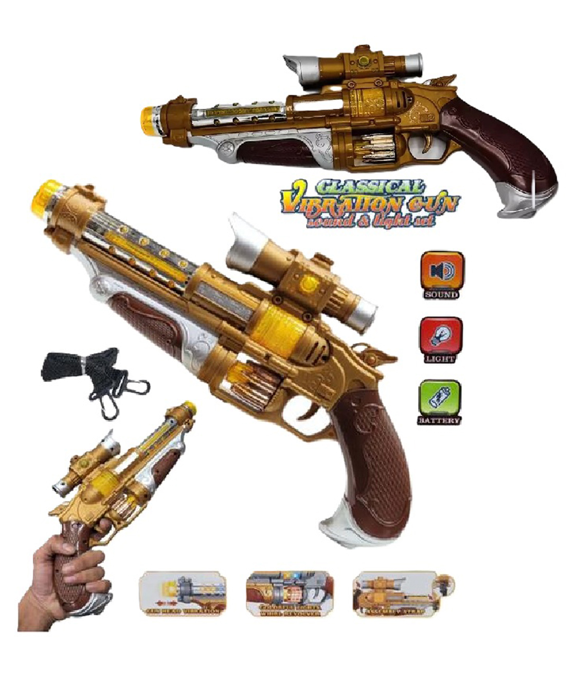 Sanjary Battery Operated Classical Vibration Light Sound Gun For kids color design may vary-image-21