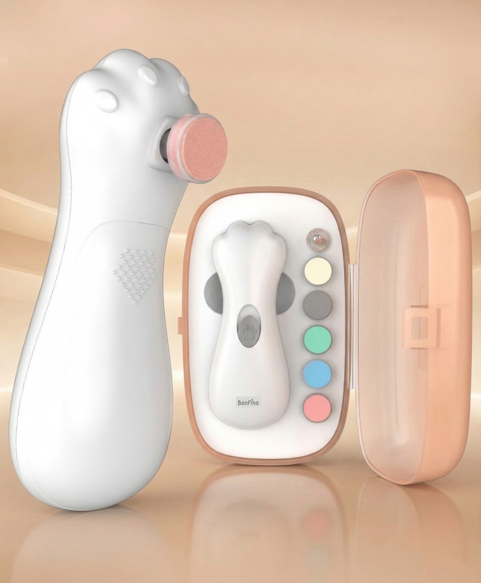 Bonfino Electric Baby Nail Trimmer with 7 Grinding Heads - White-picture-10