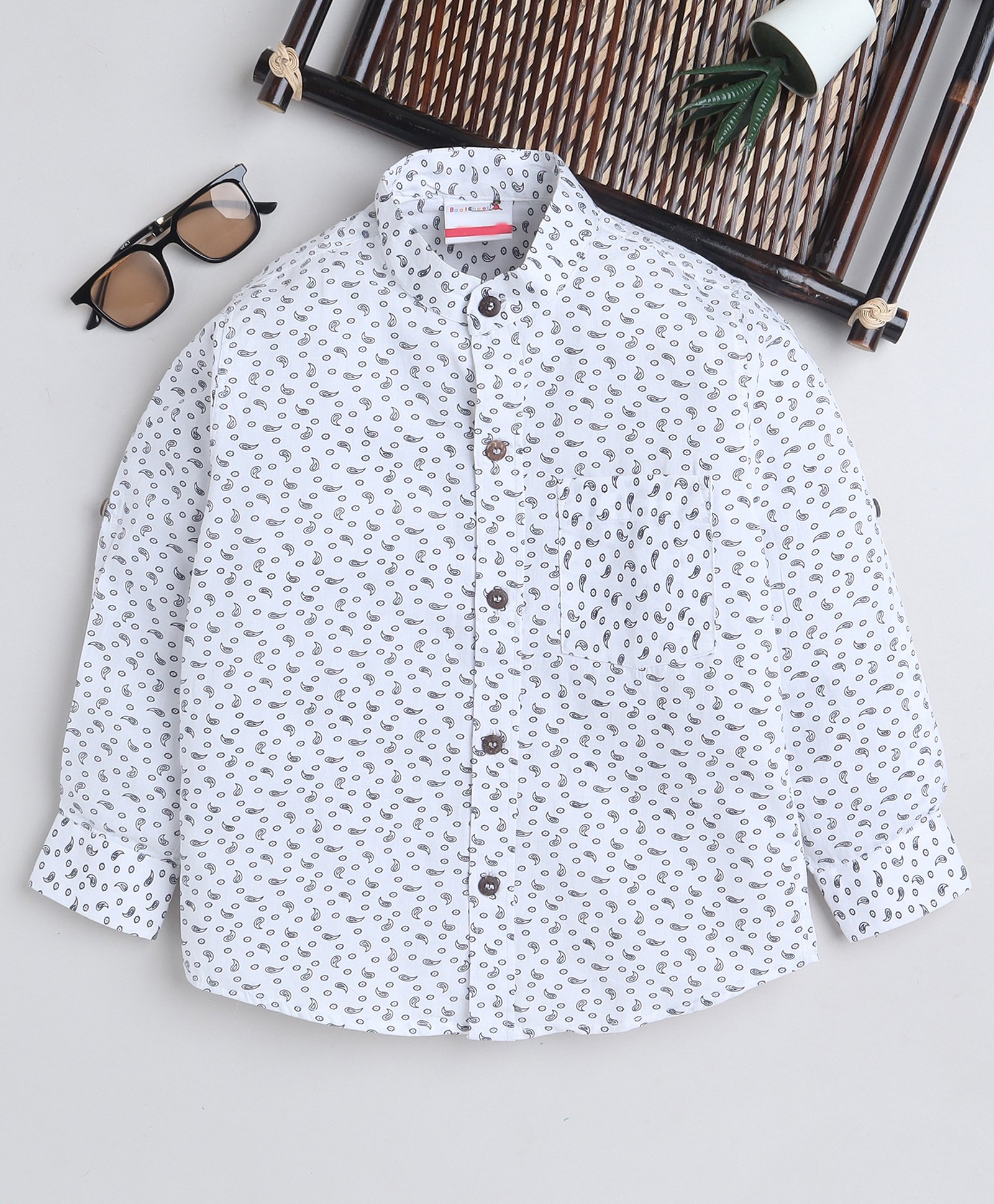 BAATCHEET Cotton Full Sleeves Floral & Paisleys Printed Shirt - White-picture-20