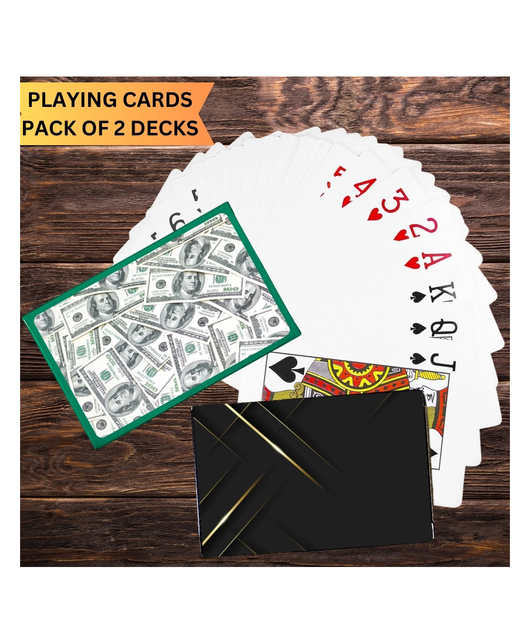 KARBD Playing Cards Deck with Plastic Laminated Coating - Combo Classy Dollar & Elite Black - Pack of 2-picture-14