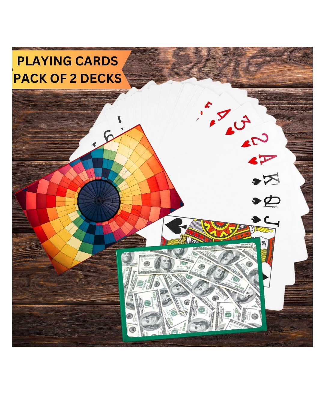 KARBD Playing Cards Deck with Plastic Laminated Coating - Combo Classy Dollar & Aesthetic Multicolour - Pack of 2-image-24
