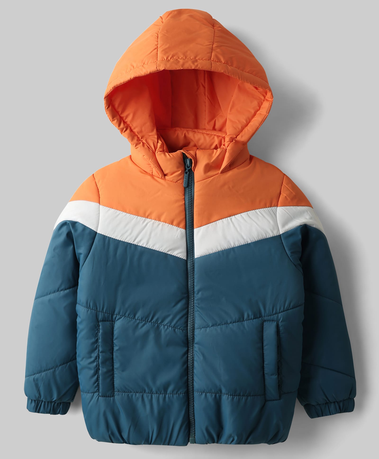 Pine Kids Woven Full Sleeves Hooded Padded Jacket With Color Block Design - Multicolor-picture-30