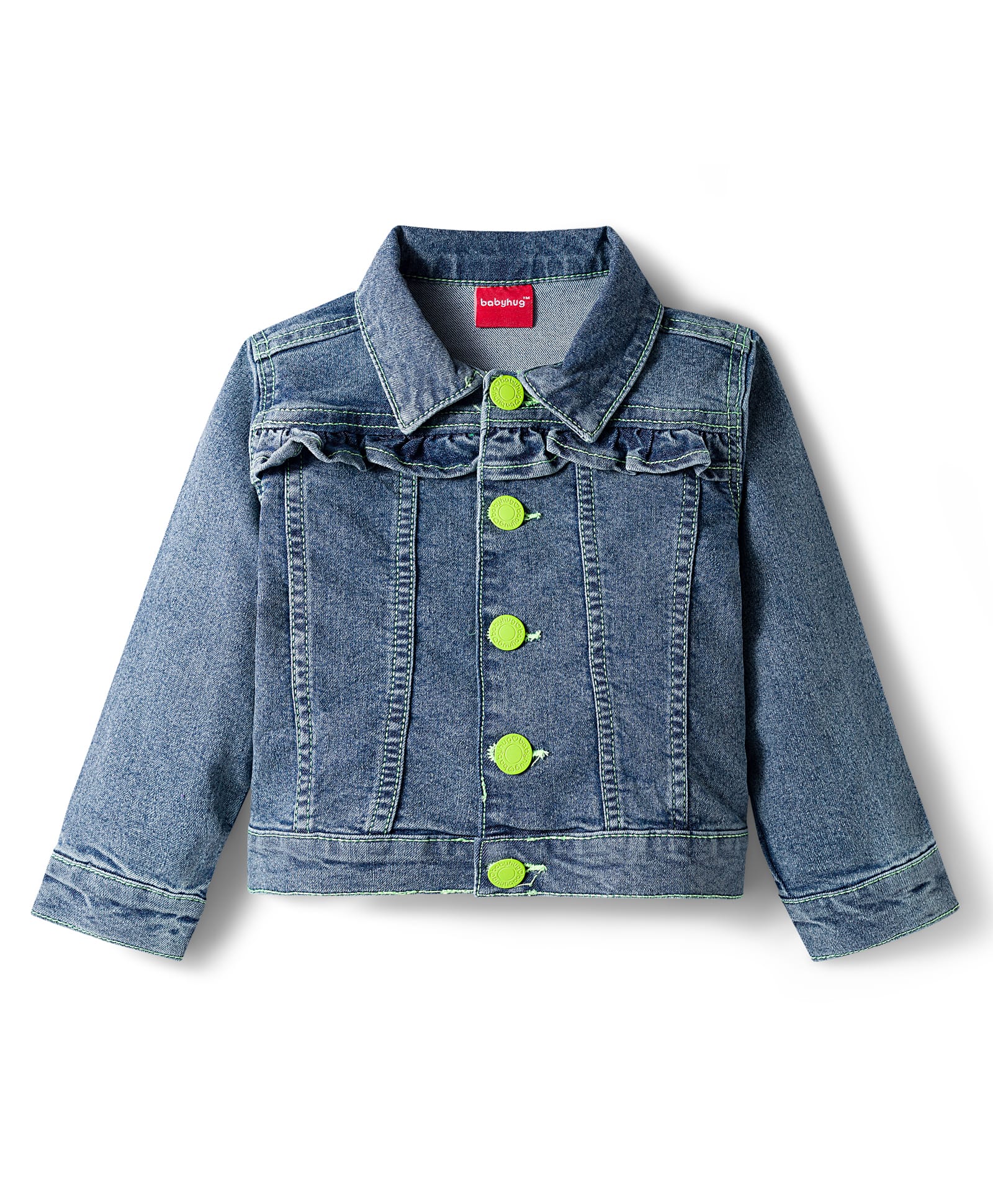 Babyhug Full Sleeves Denim Jacket with Pockets - Blue