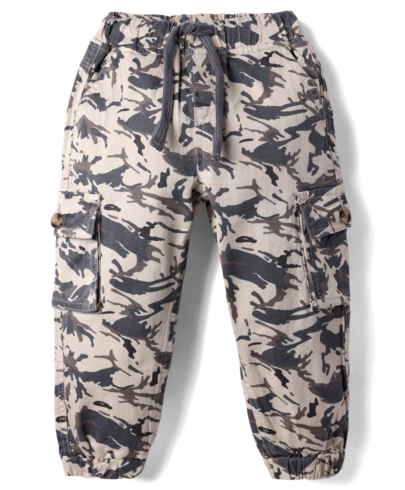 Babyhug Twill Full Length Trousers with Stretch & Camouflage Print - Beige-picture-28