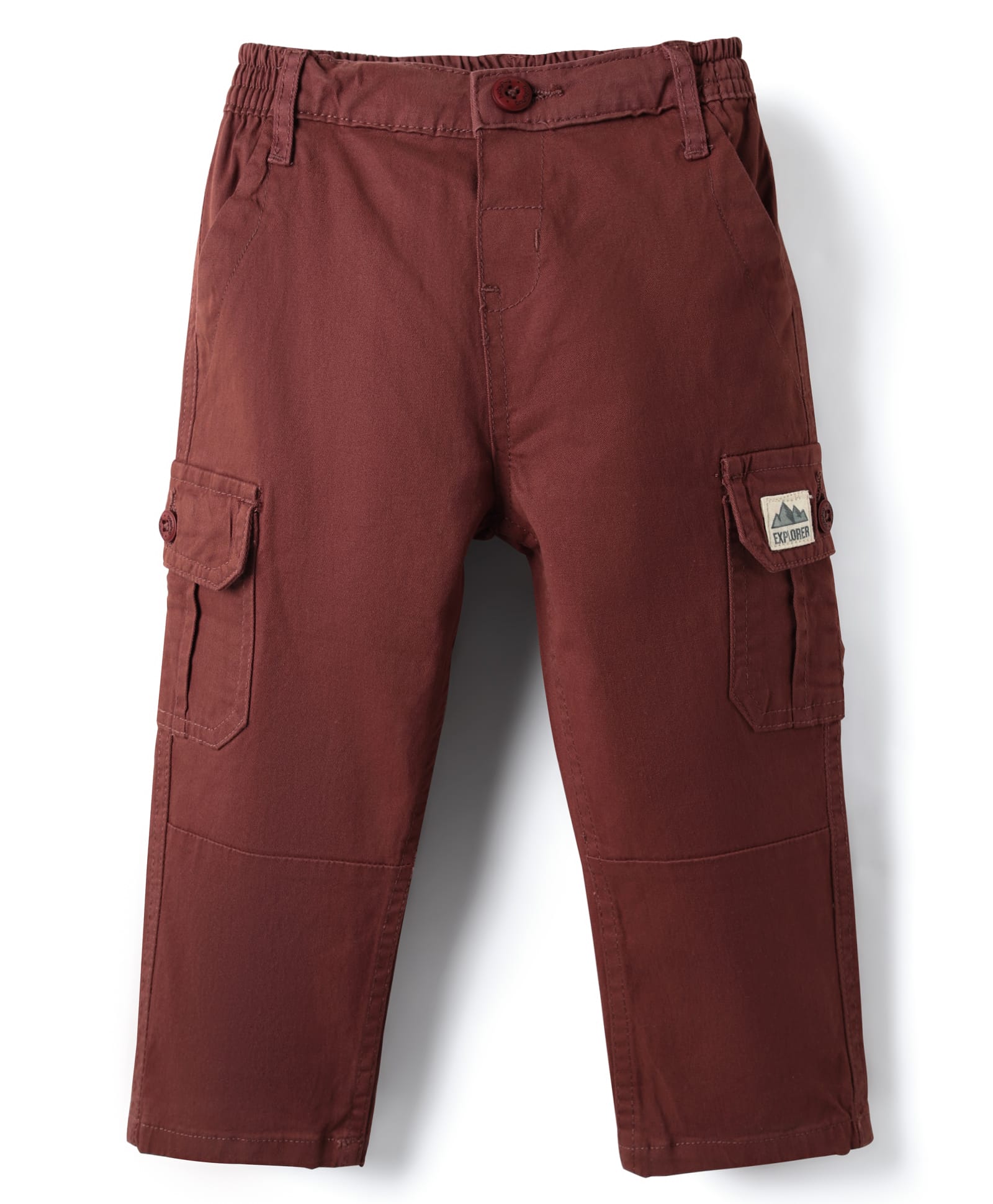 Babyhug Full Length Twill Solid Trousers With Stretch - Brown-picture-21