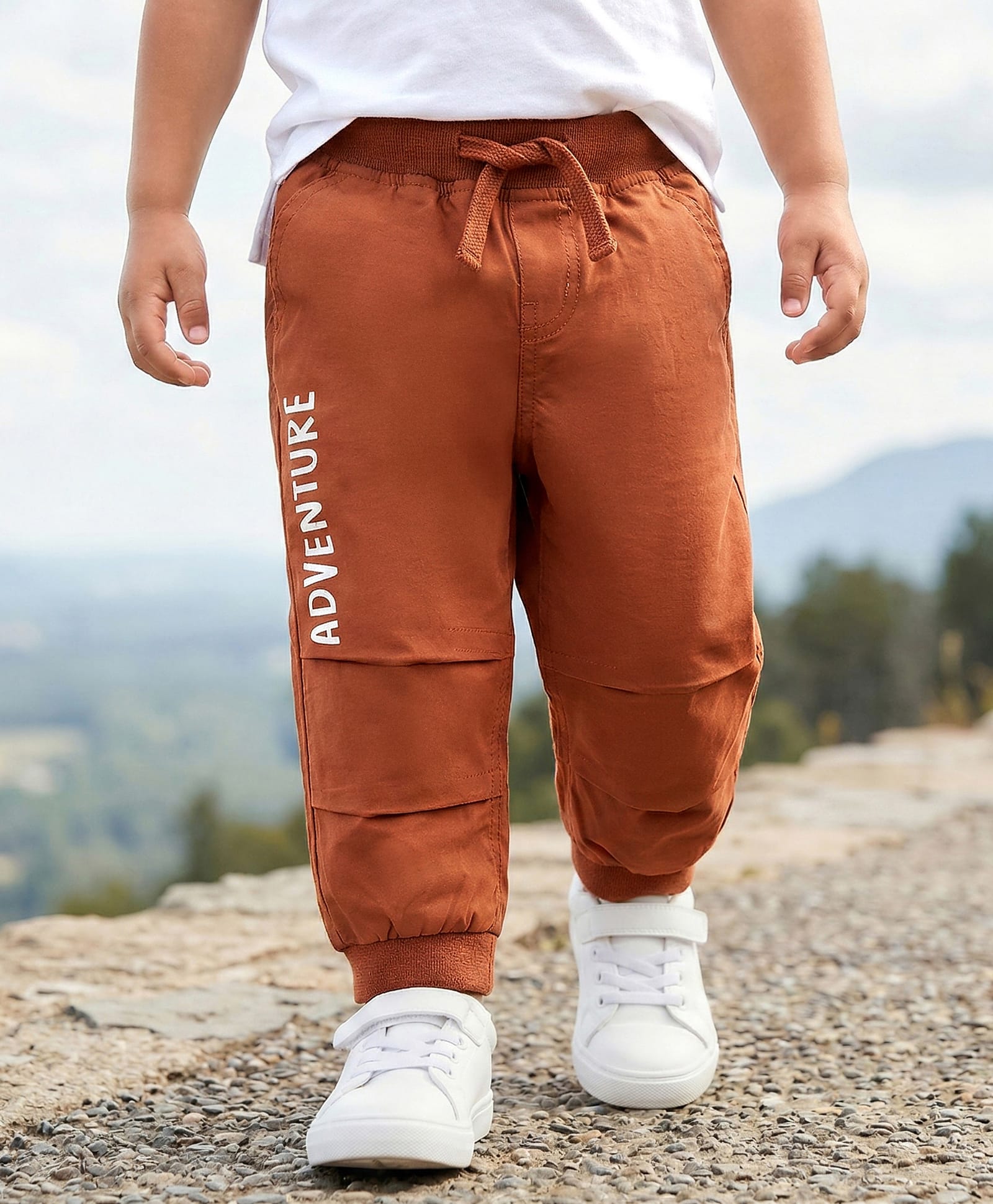 Babyhug Cotton Full Length Trouser With Adventure Print - Rust Orange-picture-28