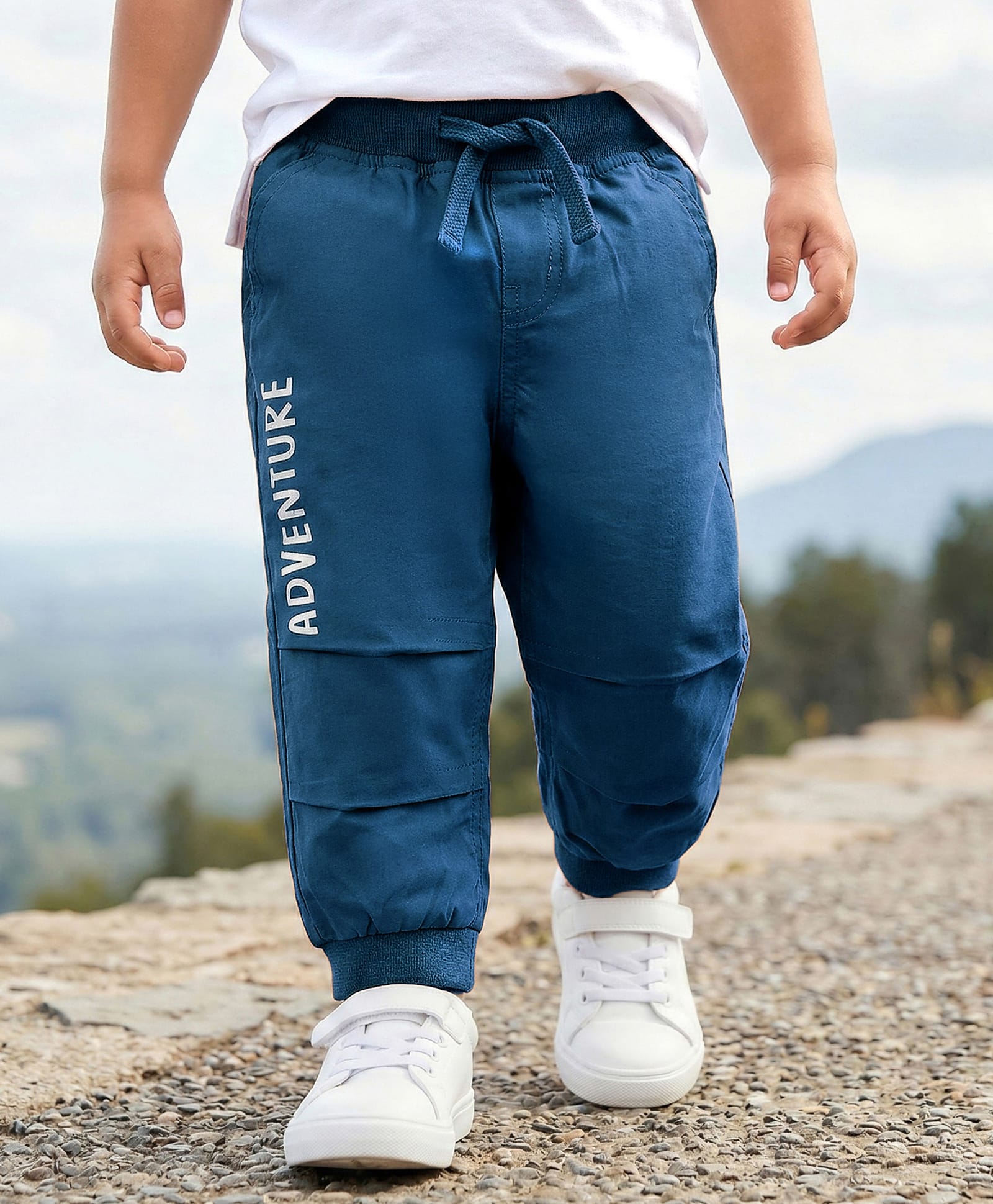 Babyhug Cotton Full Length Trouser With Adventure Print - Blue-picture-13