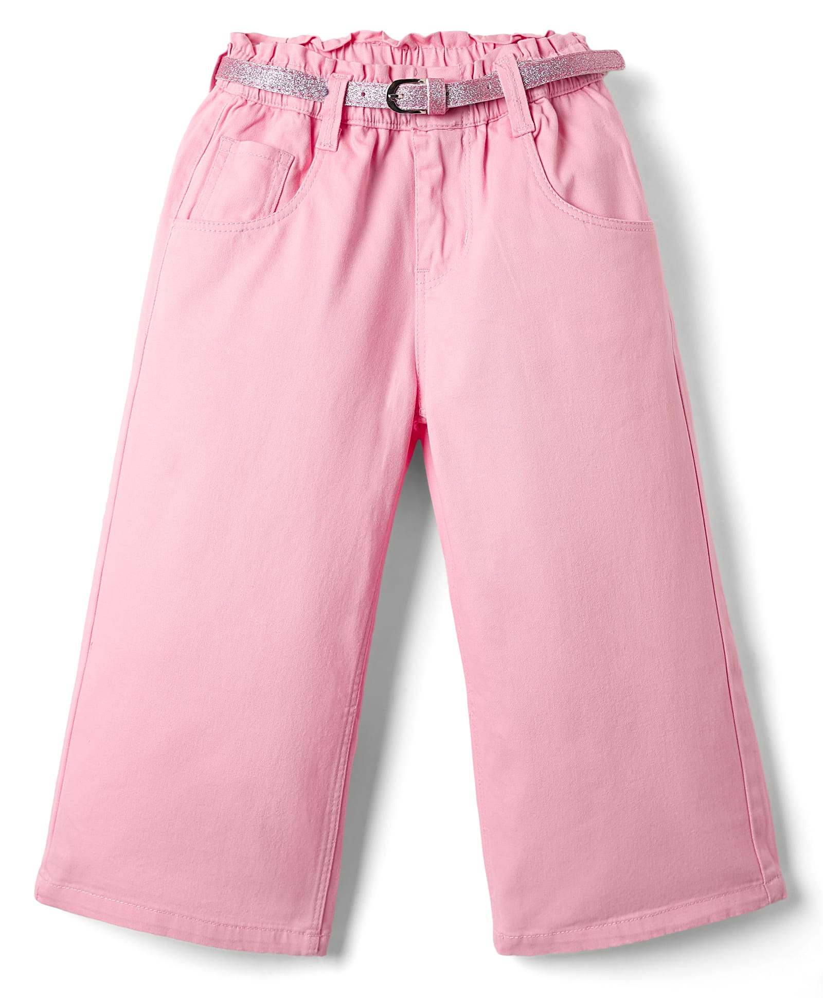 Babyhug Twill Full Length Solid Color Trouser with Stretch & Belt - Pink-picture-34