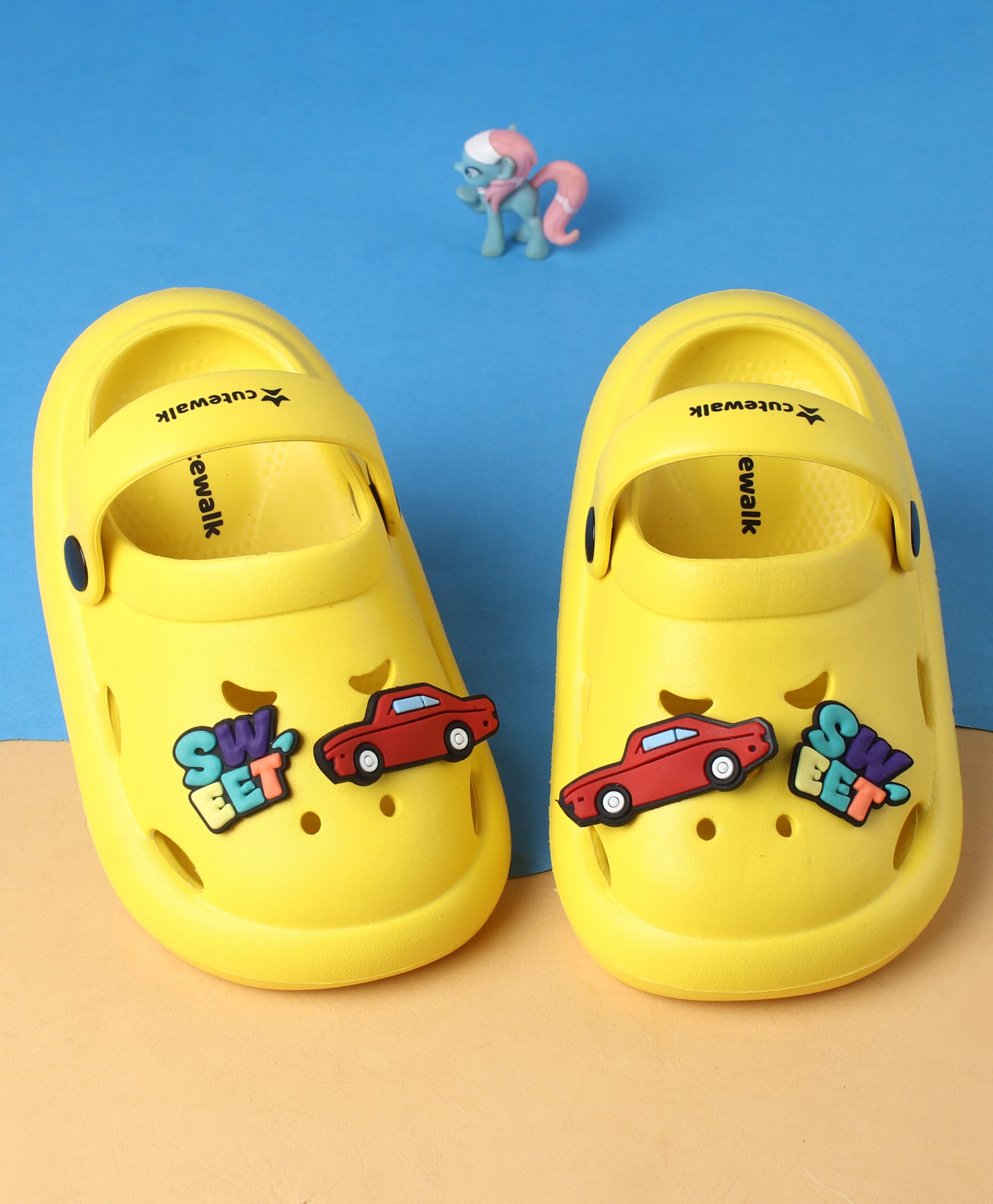 Cute Walk by Babyhug Clogs With Back Strap Closure & Car Applique - Yellow-picture-12