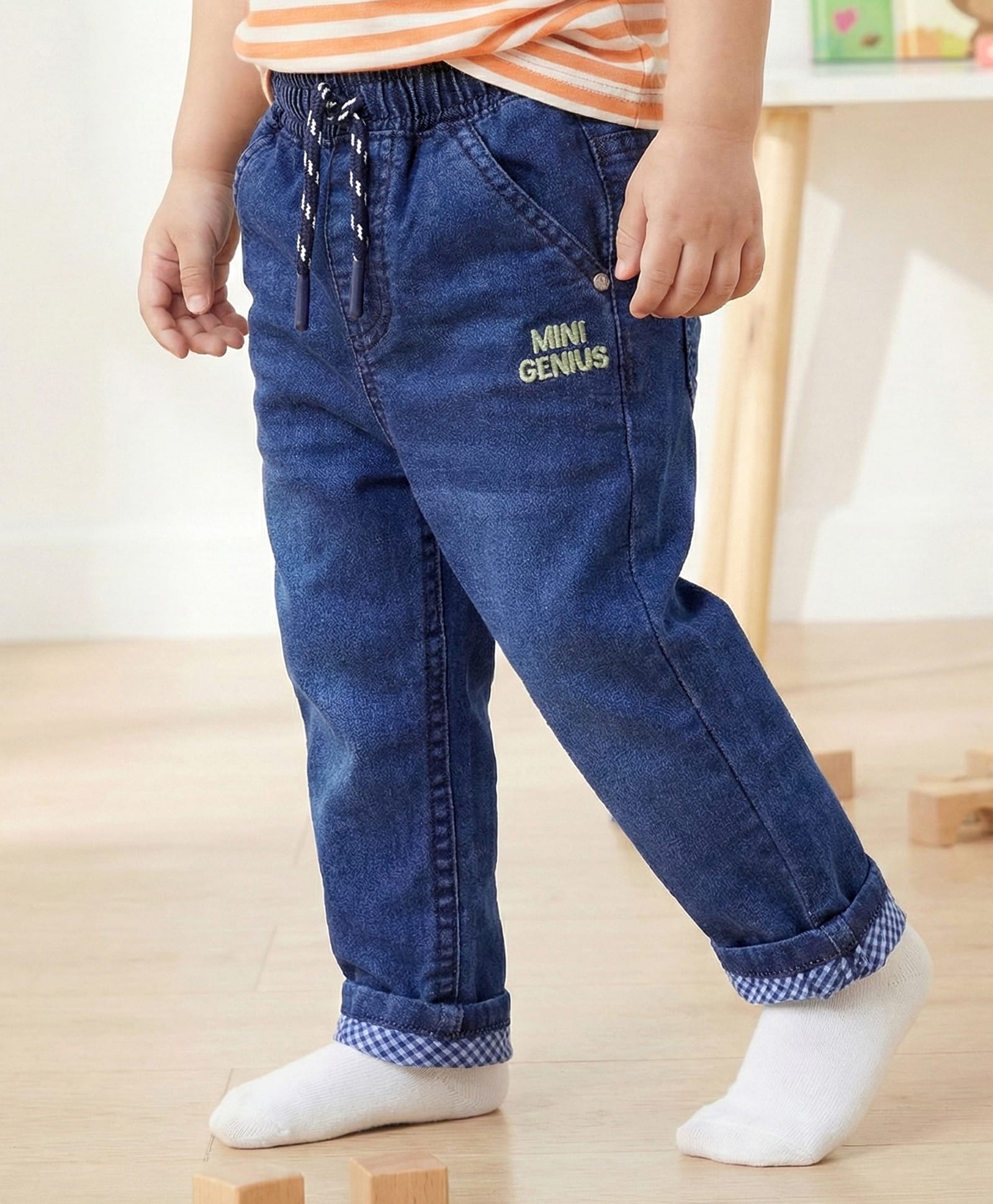 Babyhug Denim Full Length Washed Jeans With Stretch - Blue-picture-22