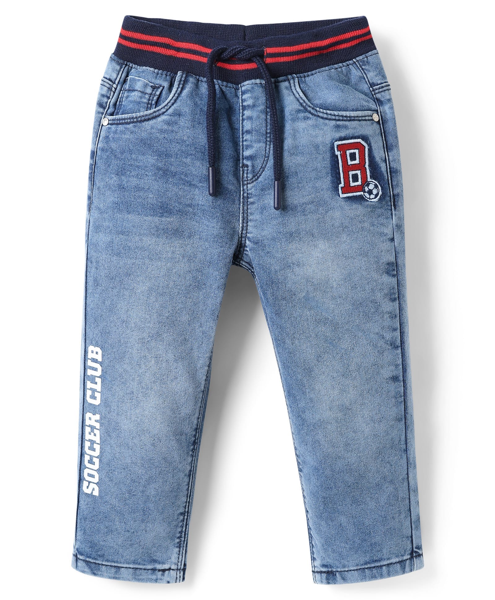 Babyhug Denim Full Length Wahsed Jeans With Stretch - Light Blue-picture-30