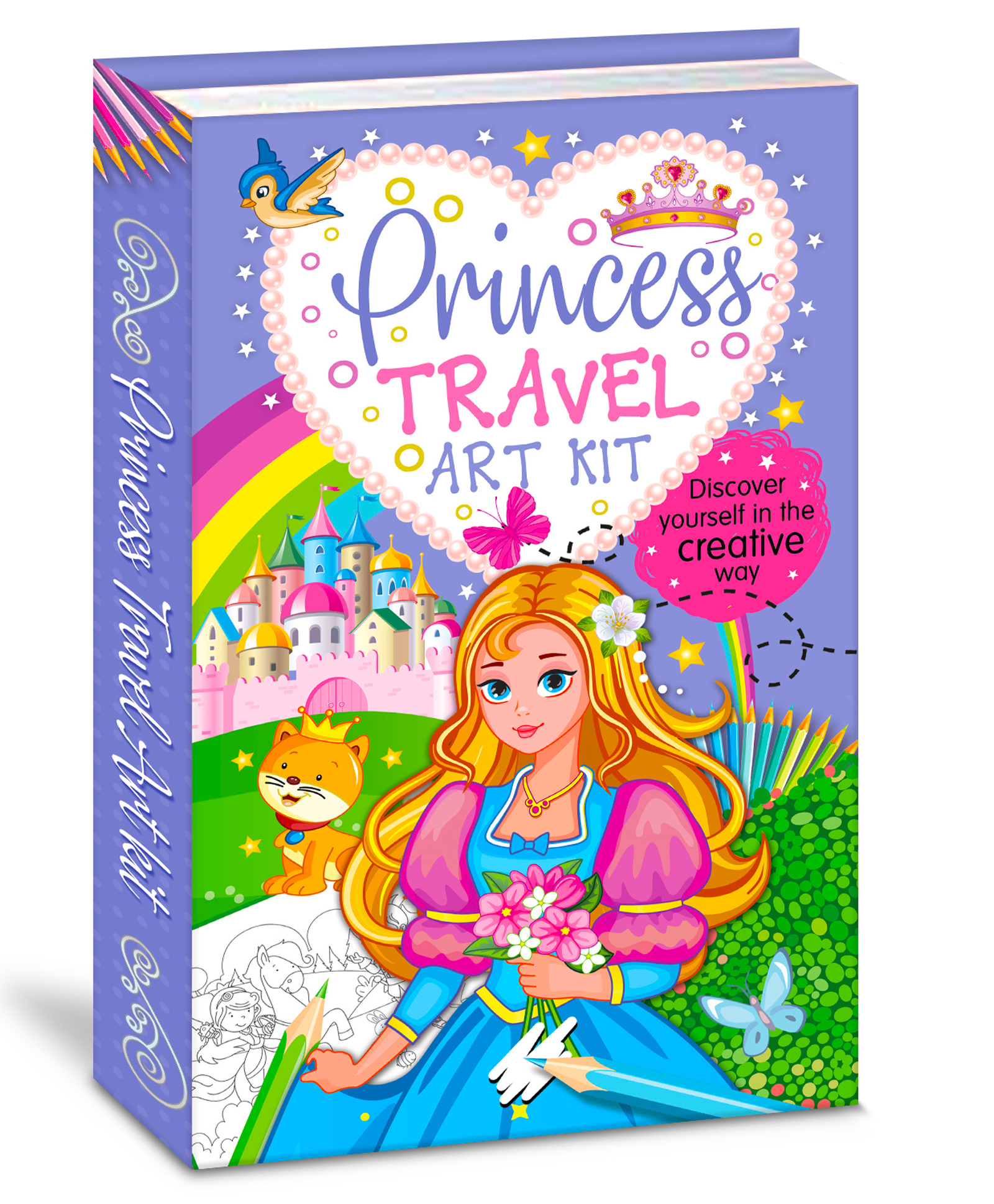 Hello Friend Books Travel Art Kit: Princess - Art Kit with 2 Colouring Pads and 12 Colour Pencils - English-image-23
