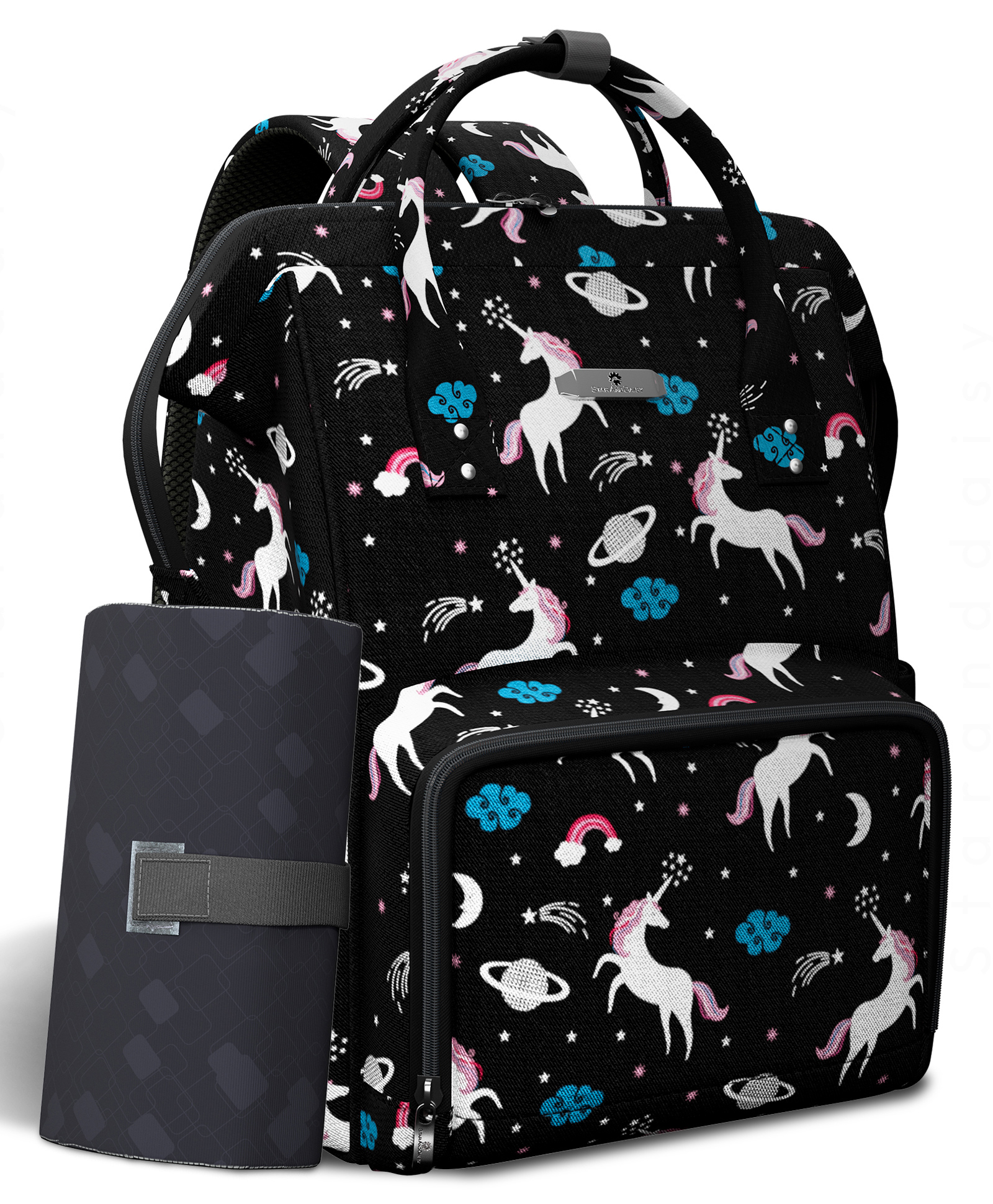 StarAndDaisy baby diaper Bag, Travel with multiple pockets, 26 liter Enhanced Capacity, Baby Bags for Mom with 3 double insulated pockets - Black-image-19