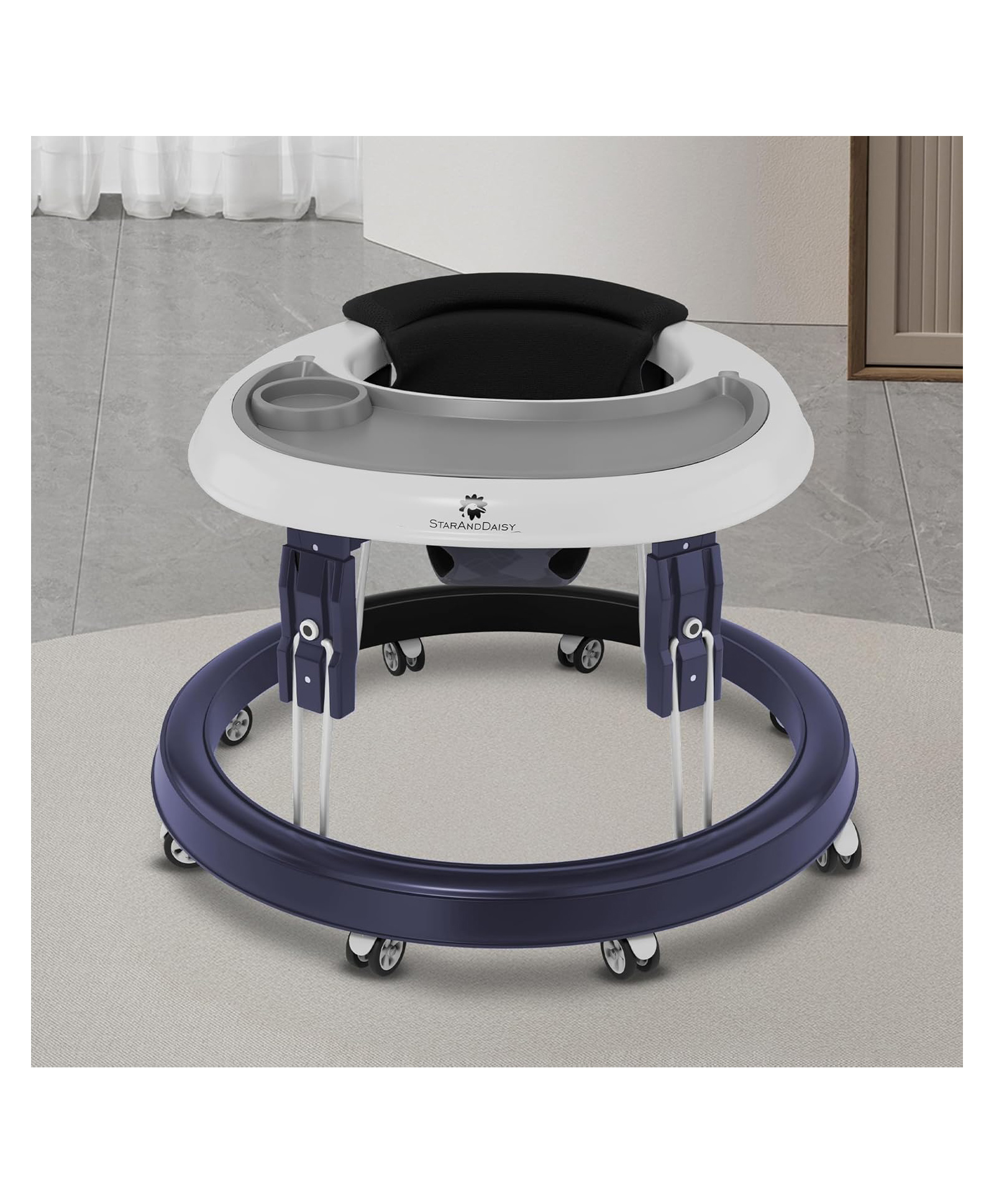 StarAndDaisy Baby Walker for 6 to 24 Months with 360° Rotational Wheels & Padded Seat, with Adjustable Height- Blue-picture-11