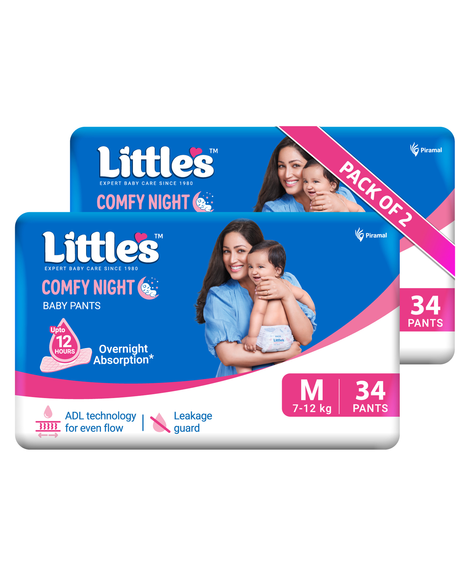 Little's Cotton Soft Baby Diaper Pants with Leakage Guard Pack of 2 Size M - 68 Diapers-picture-48
