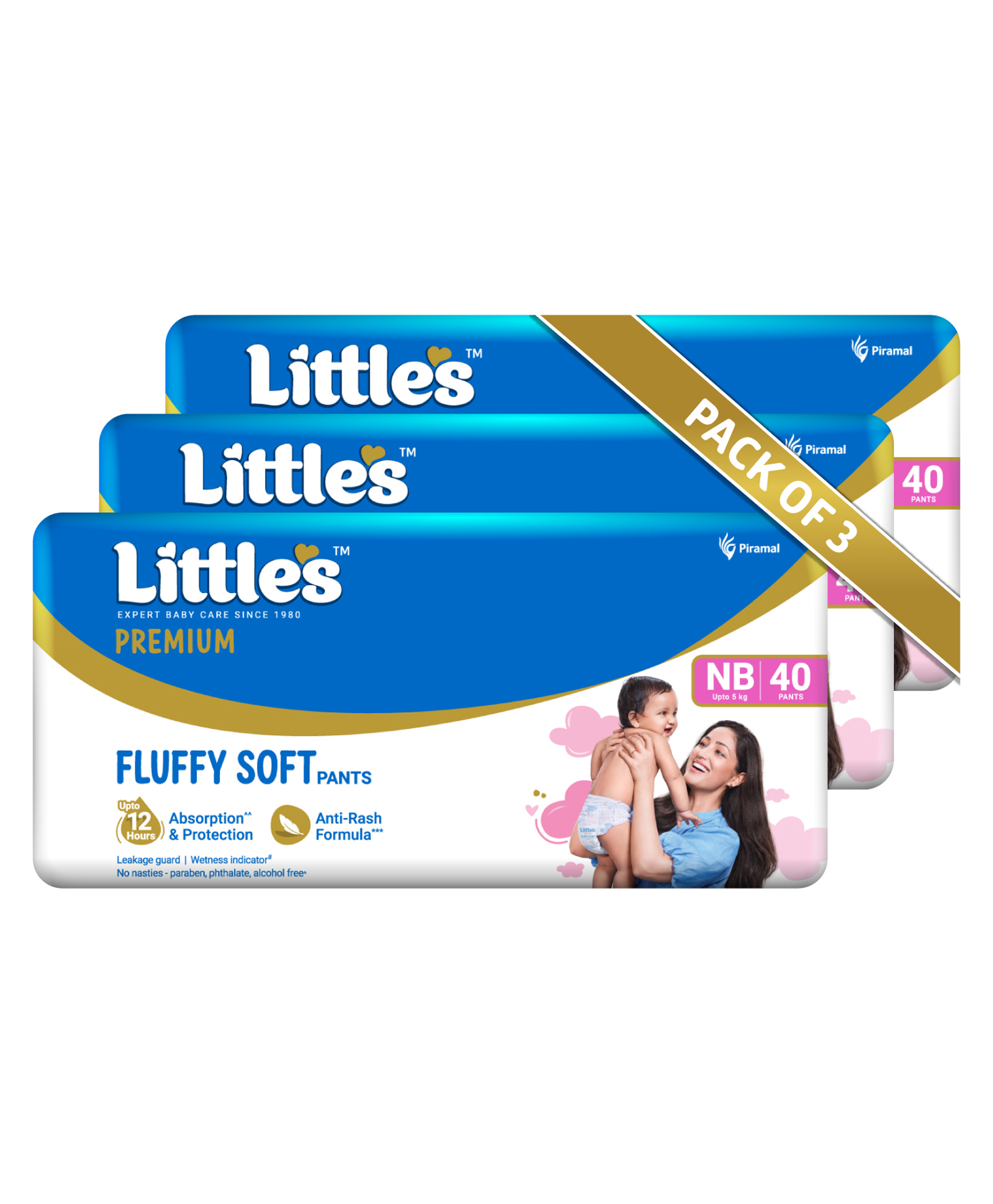 Little's New Born Baby Diaper Pants Style (NB) | Upto 5 kg | 120 Count - Pack of 3 | CottonSoft Baby Diapers with Leakage Guard, Wetness Indicator & 12 Hours Absorption-picture-46