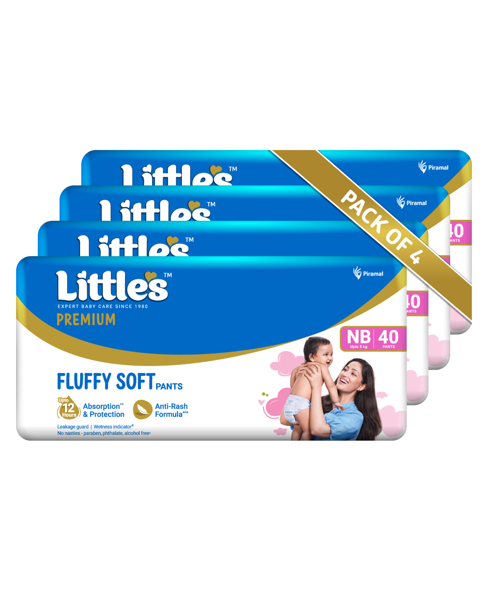 Little's Cotton Soft Baby Diaper Pants with Leakage Guard Wetness Indicator New Born Pack of 4 - 160 Pieces-image-6