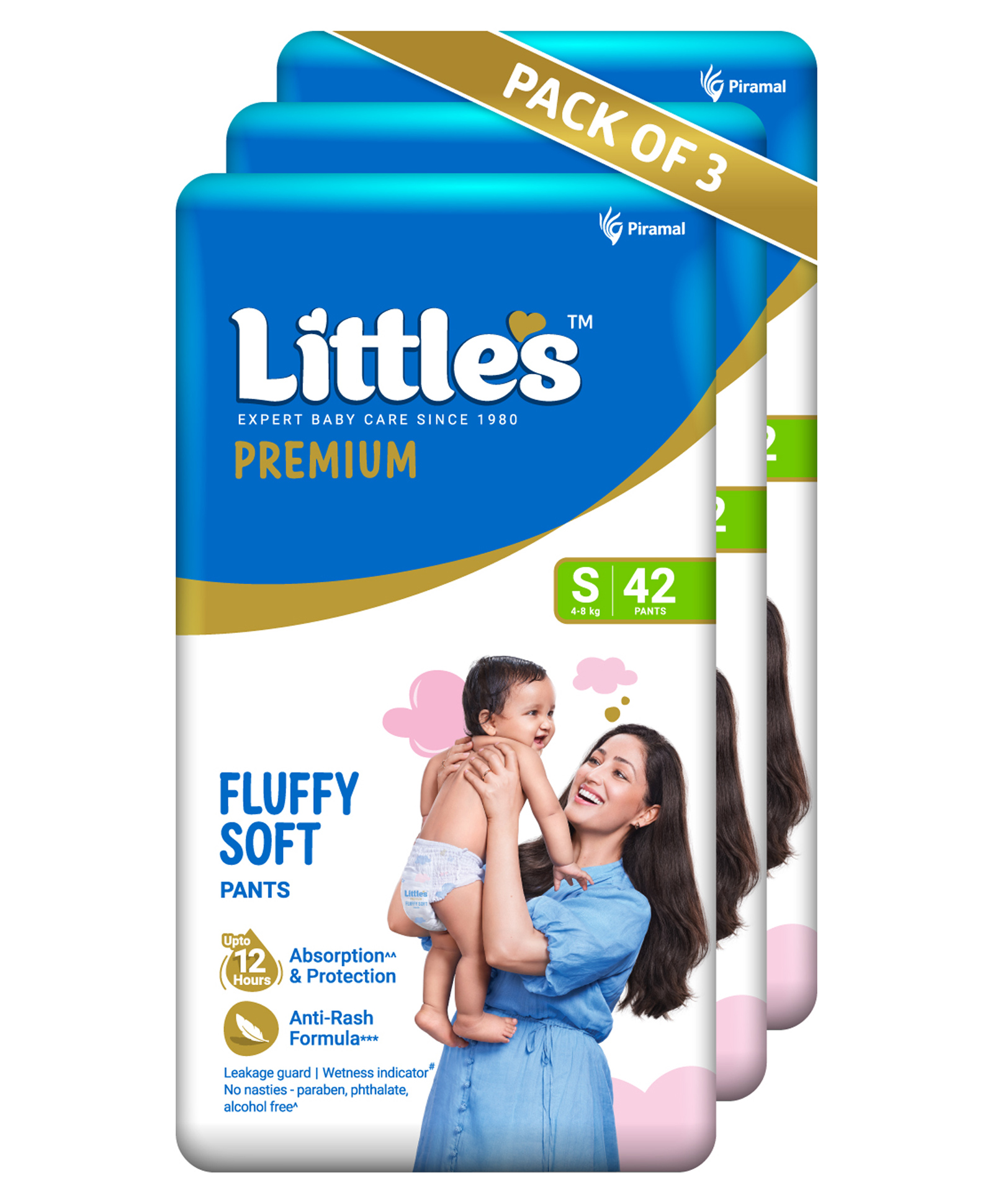 Little's Cotton Soft Baby Diaper with Leakage Guard Wetness Indicator & 12 Hours Absorption Size Small Pack of 3 - 126 Pieces-picture-45