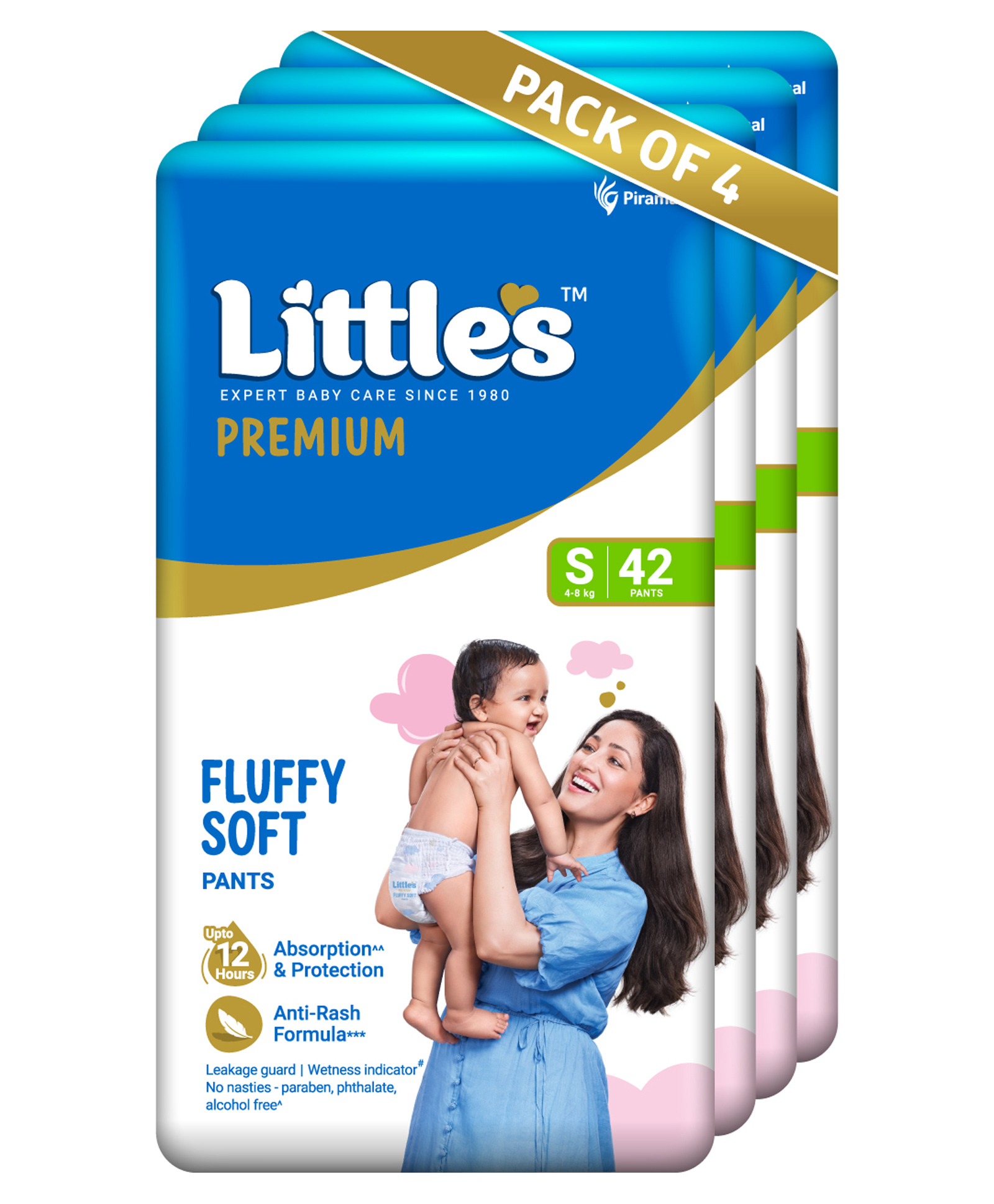 Little's Baby Diapers S Size (Small) Pants Style | 4-8 kg | 168 Count - Pack of 4 | CottonSoft Baby Diaper with Leakage Guard, Wetness Indicator & 12 Hours Absorption-image-36