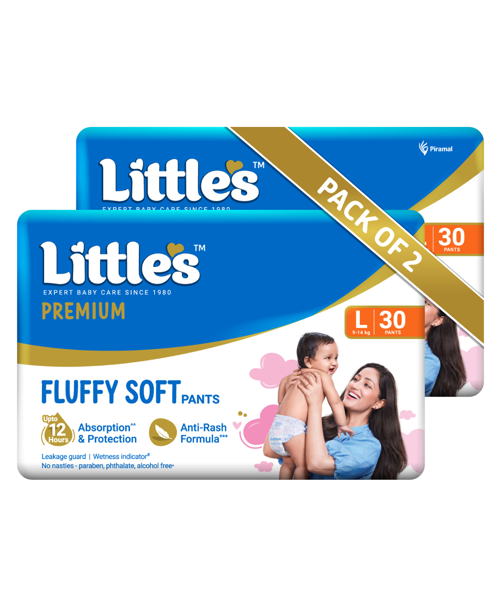 Little's Baby Diapers L Size (Large) Pants Style | 9-14 kg | 60 Count - Pack of 2 | CottonSoft Baby Diaper with Leakage Guard, Wetness Indicator & 12 Hours Absorption-image-38