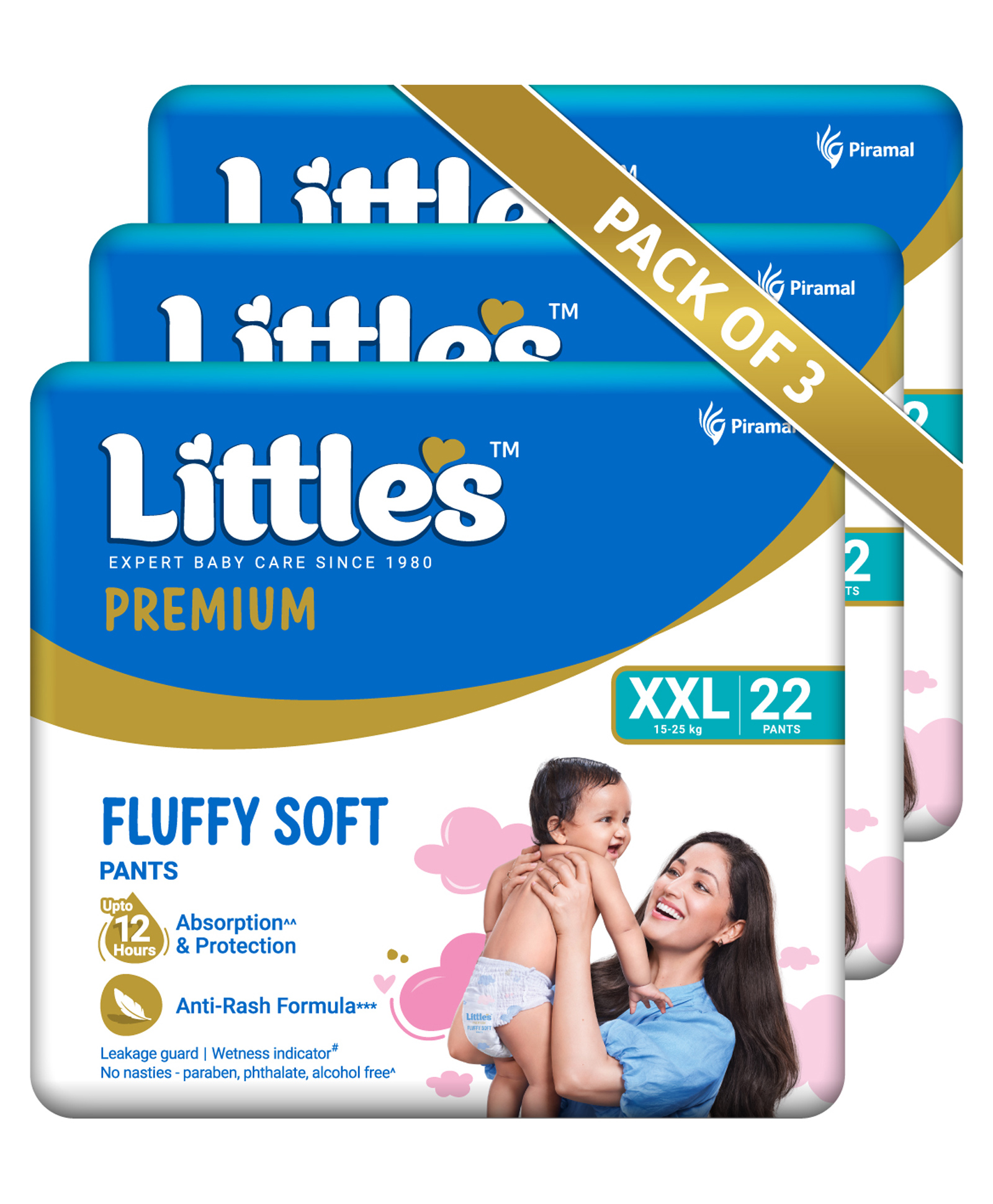 Little's Baby Diapers XXL Size | Pants Style | 15-25 kg | 66 Count - Pack of 3 | CottonSoft Baby Diaper with Leakage Guard, Wetness Indicator & 12 Hours Absorption-image-31