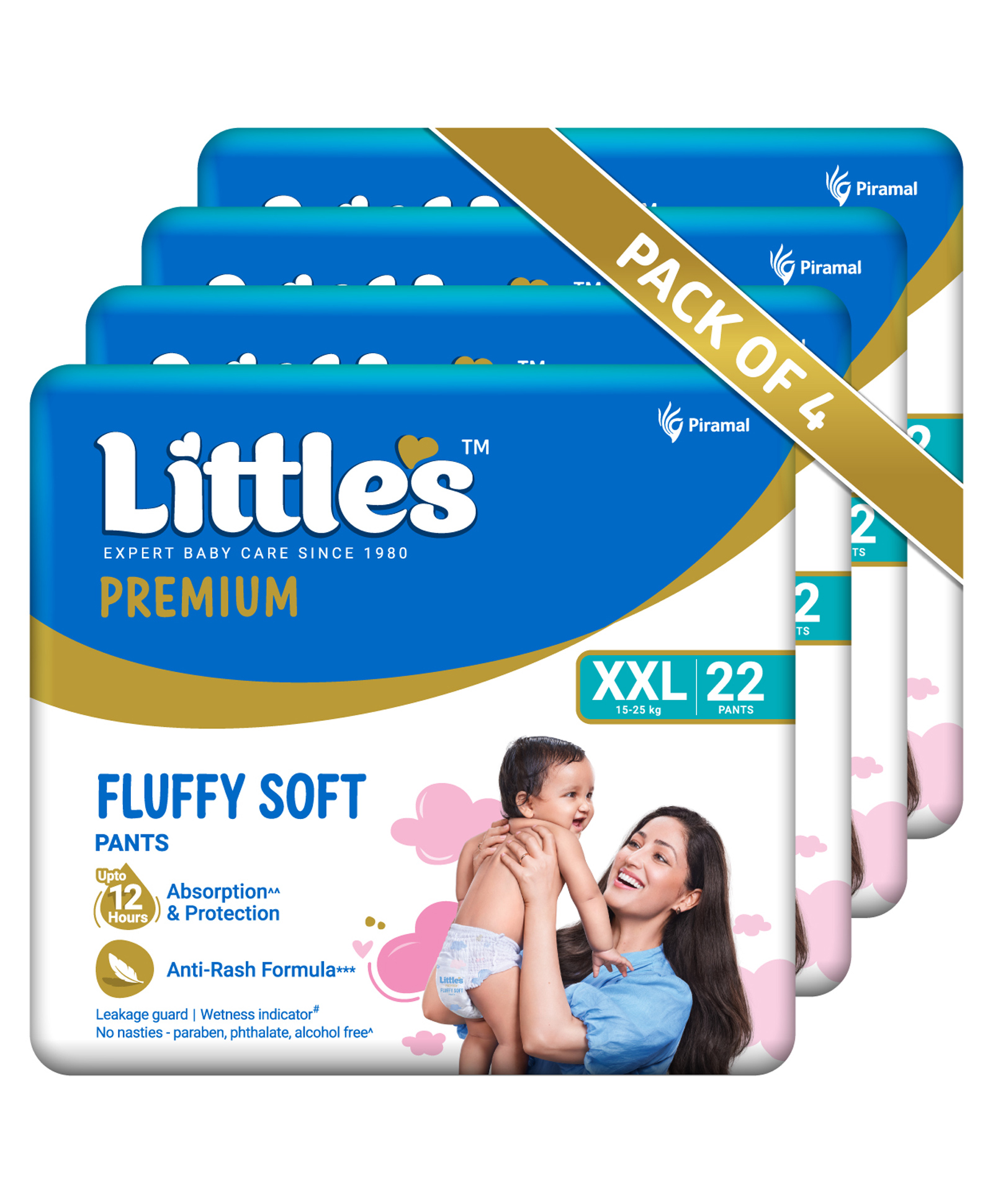 Little's Baby Diapers XXL Size | Pants Style | 15-25 kg | 88 Count - Pack of 4 | CottonSoft Baby Diaper with Leakage Guard, Wetness Indicator & 12 Hours Absorption-image-35