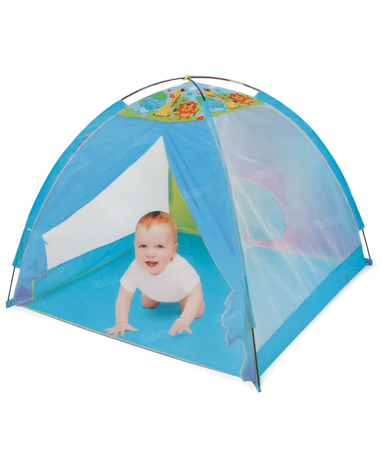 Fiddlerz Baby Play Tent Portable and Foldable Playhouse with Mesh Sides and Door Lightweight and Fun Design Indoor Outdoor Tent House Ideal for Kids Ages 3 and Up (Blue)-image-7