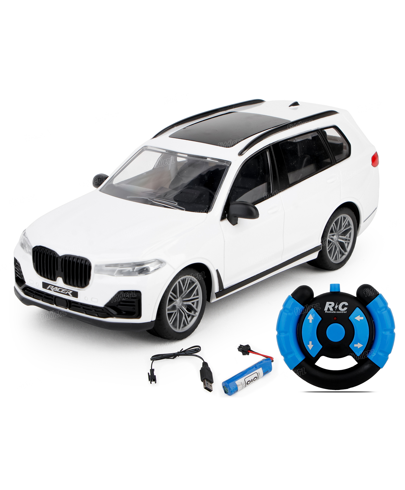 Fiddlerz Remote Control Car for Kids with Lights Rechargeable Battery 1:16 Scale High Speed Racing Car Full Direction Control RC Car for Boys and Girls (White)-picture-14