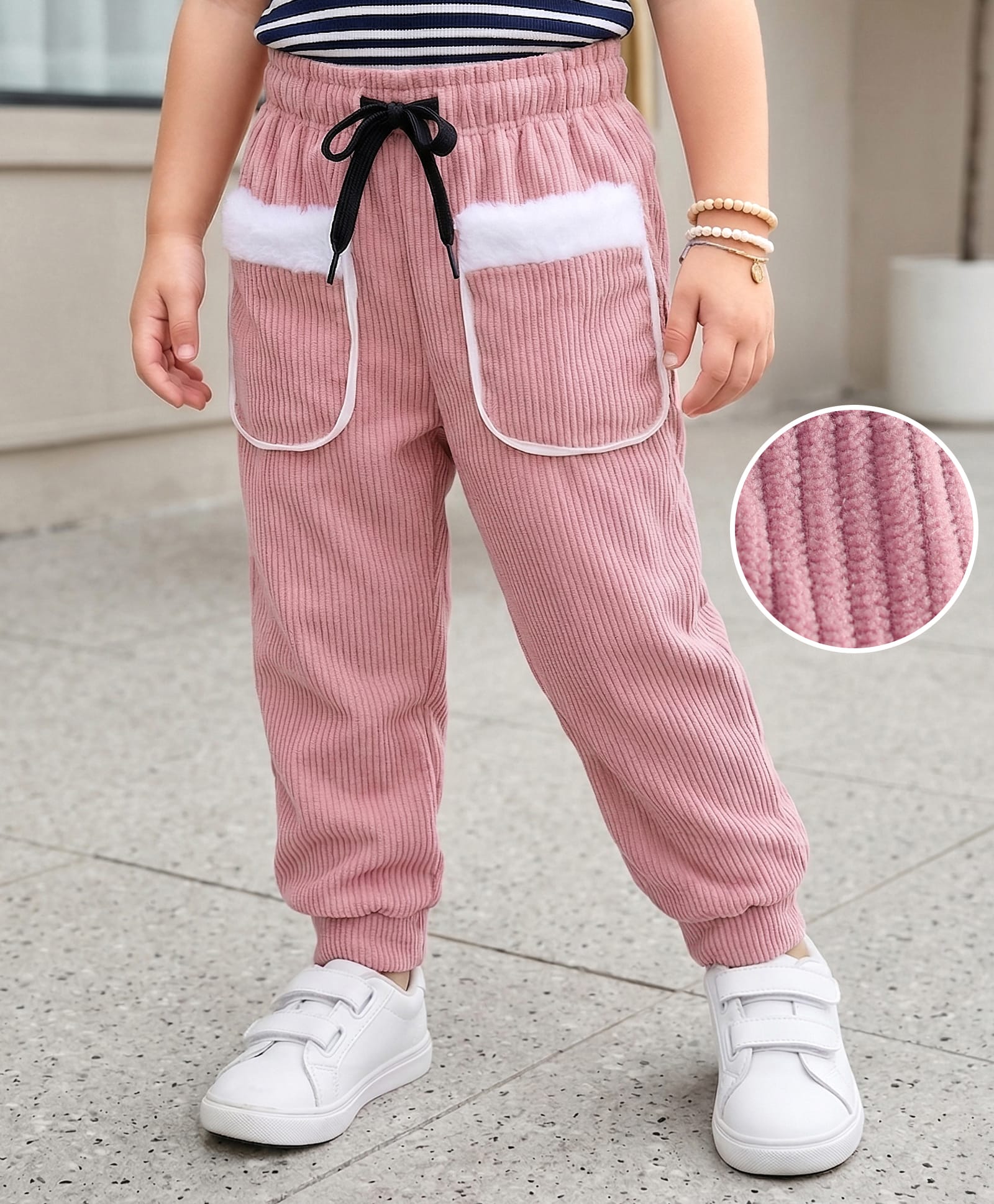 Mark & Mia Looper Knit Full Length Lounge Pant with Pocket & Knot Detailing - Pink-picture-12