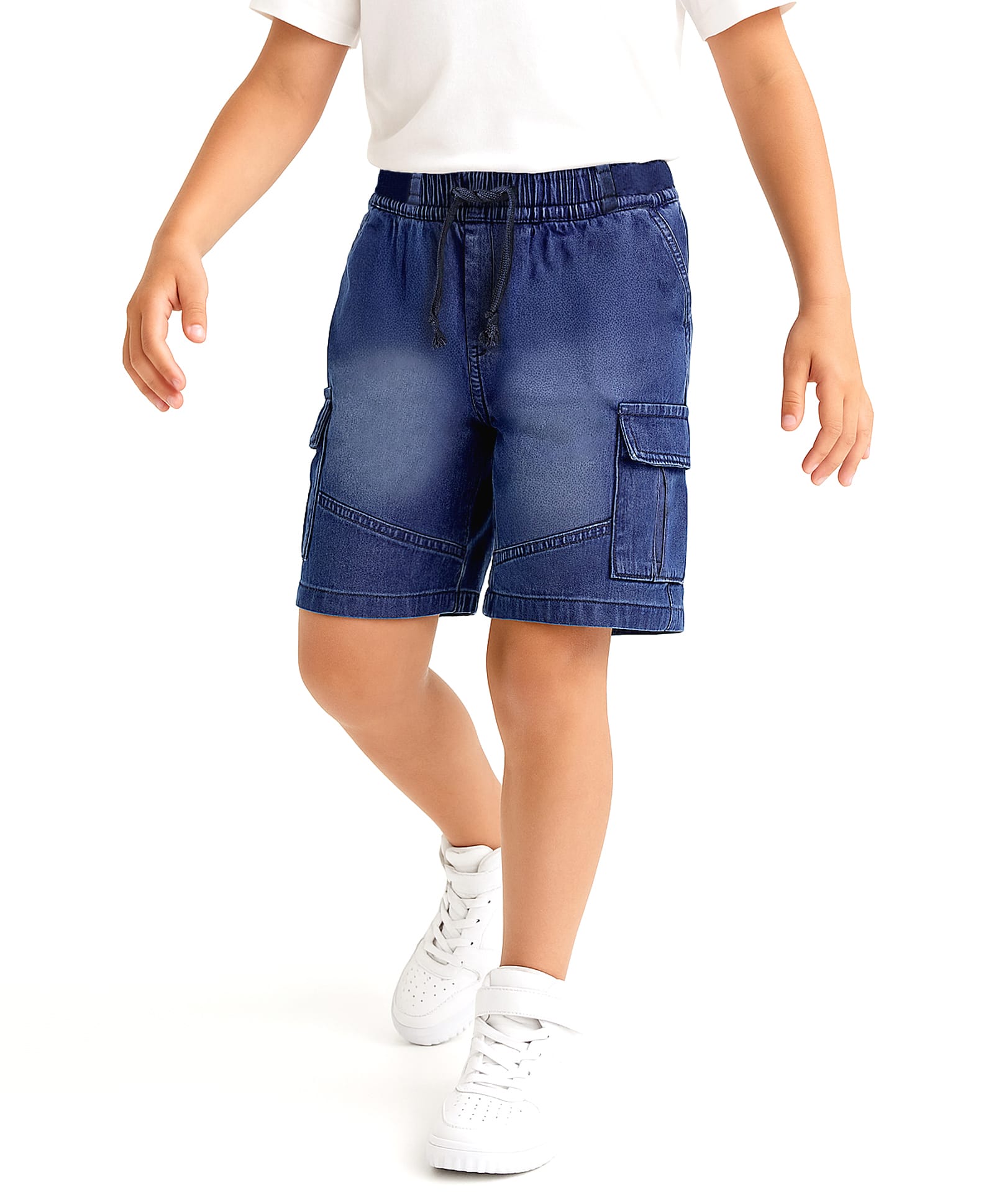 arias by lara dutta Arias Cotton Woven Washed Shorts With Cargo Pockets - Blue-picture-27